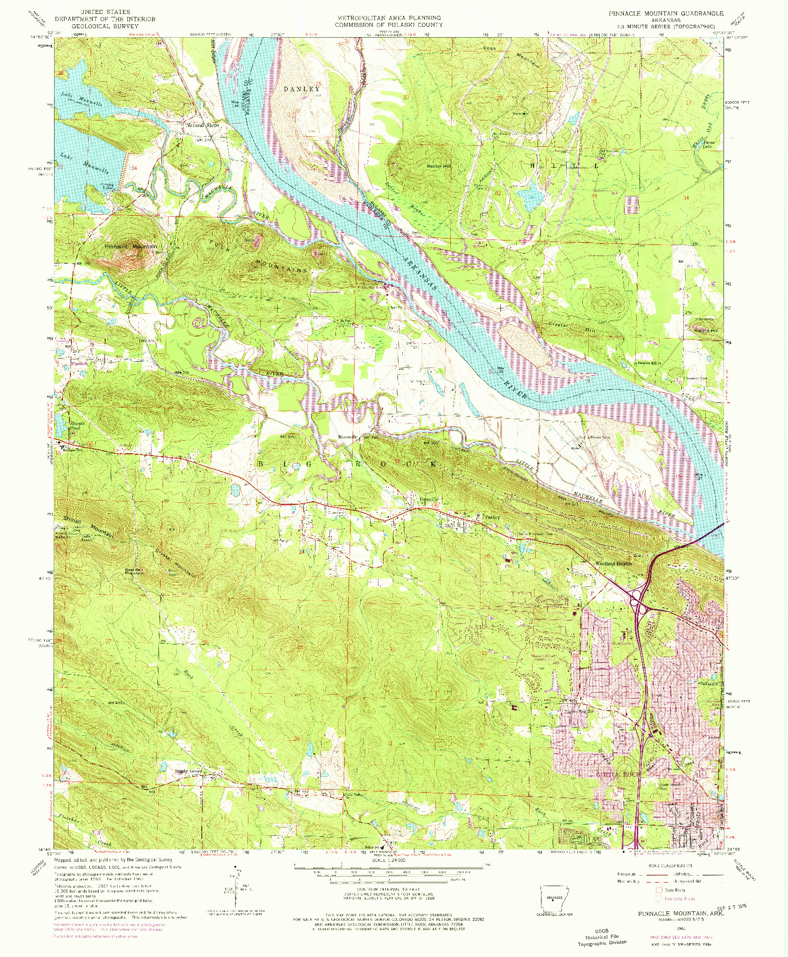 USGS 1:24000-SCALE QUADRANGLE FOR PINNACLE MOUNTAIN, AR 1961