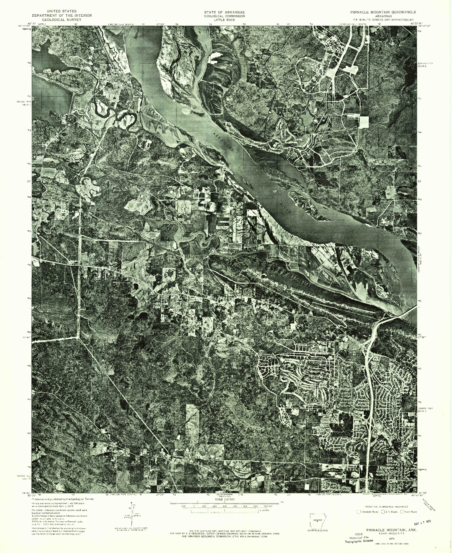 USGS 1:24000-SCALE QUADRANGLE FOR PINNACLE MOUNTAIN, AR 1975