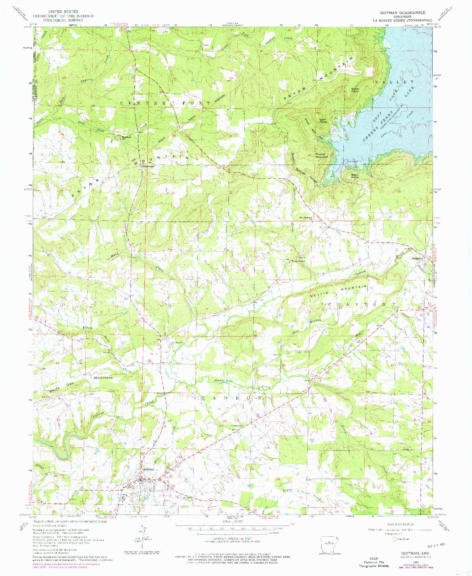 USGS 1:24000-SCALE QUADRANGLE FOR QUITMAN, AR 1963