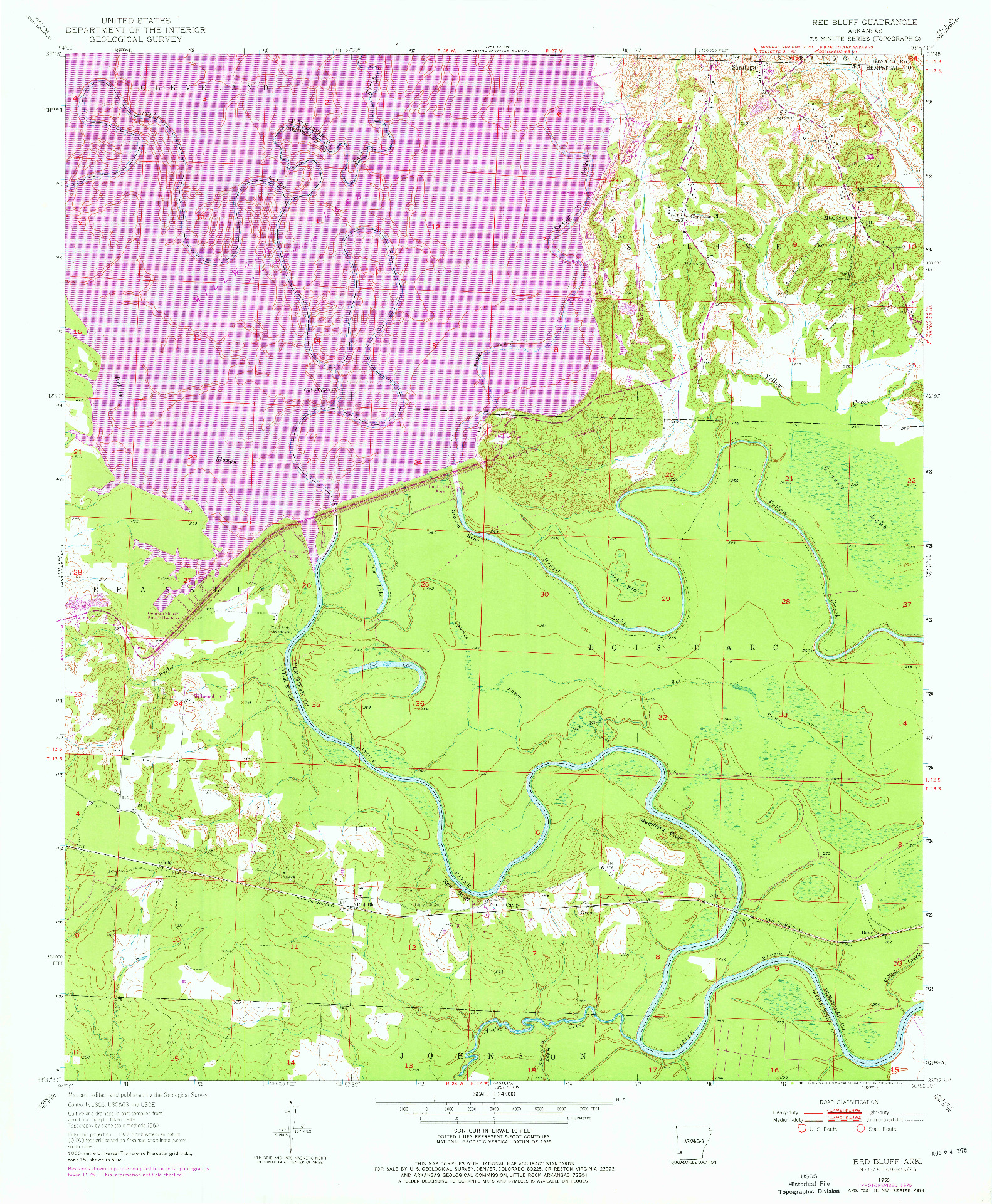 USGS 1:24000-SCALE QUADRANGLE FOR RED BLUFF, AR 1950
