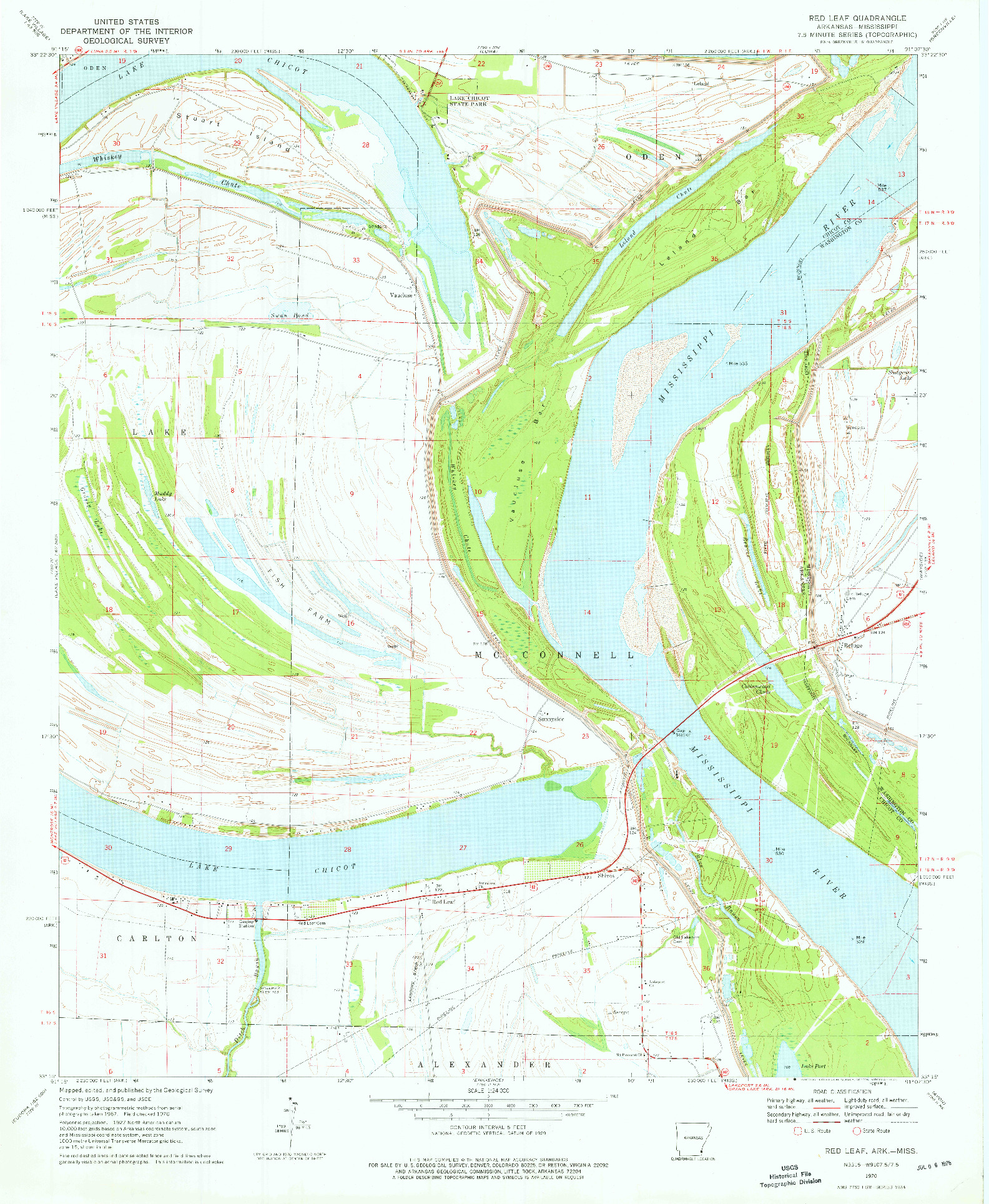 USGS 1:24000-SCALE QUADRANGLE FOR RED LEAF, AR 1970