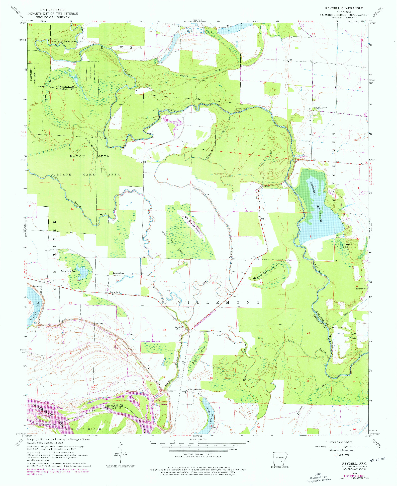 USGS 1:24000-SCALE QUADRANGLE FOR REYDELL, AR 1964