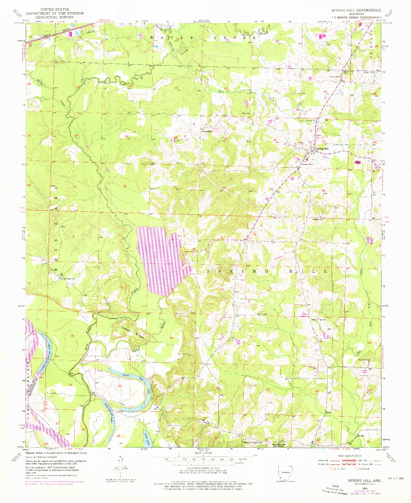 USGS 1:24000-SCALE QUADRANGLE FOR SPRING HILL, AR 1951