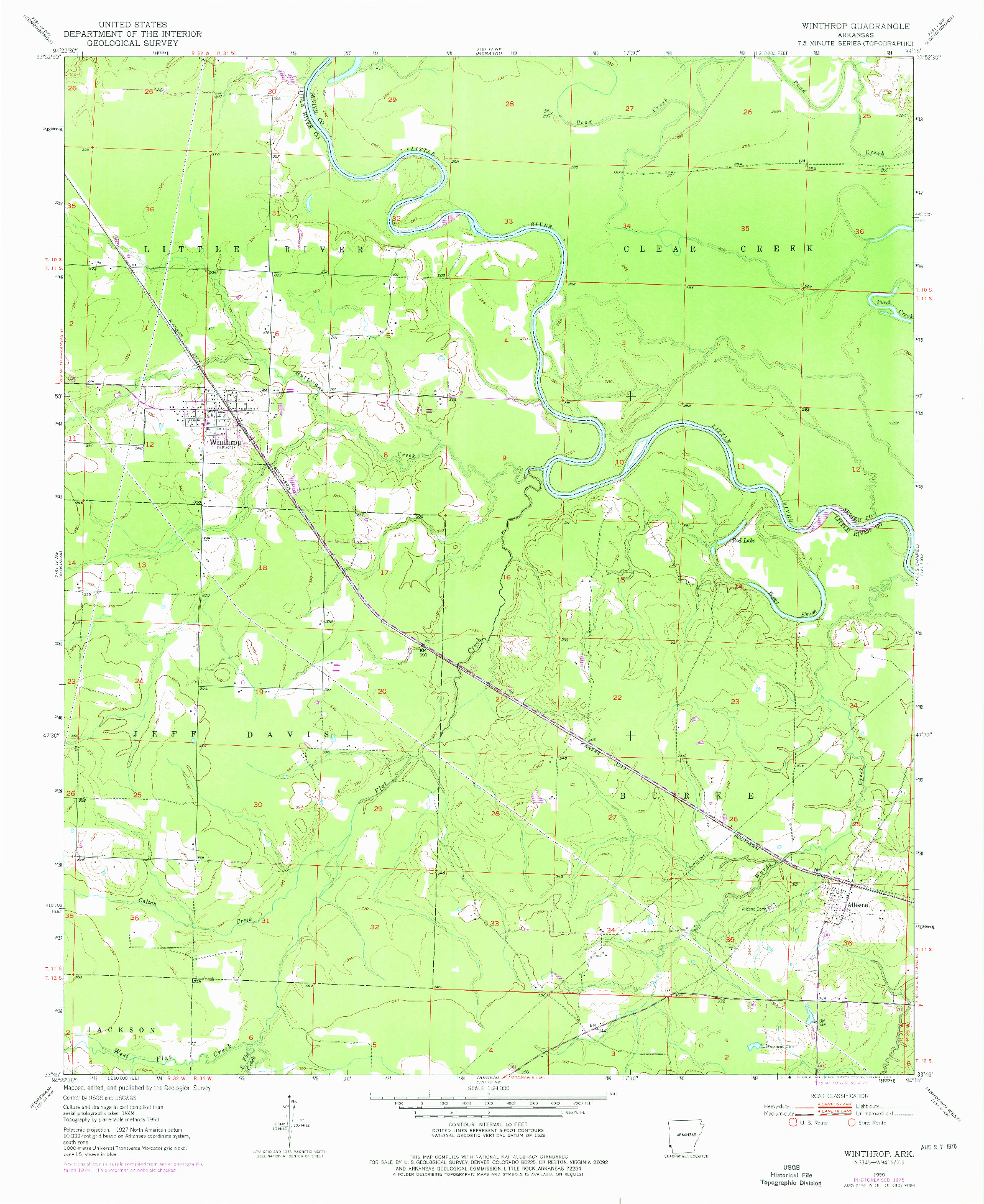 USGS 1:24000-SCALE QUADRANGLE FOR WINTHROP, AR 1950