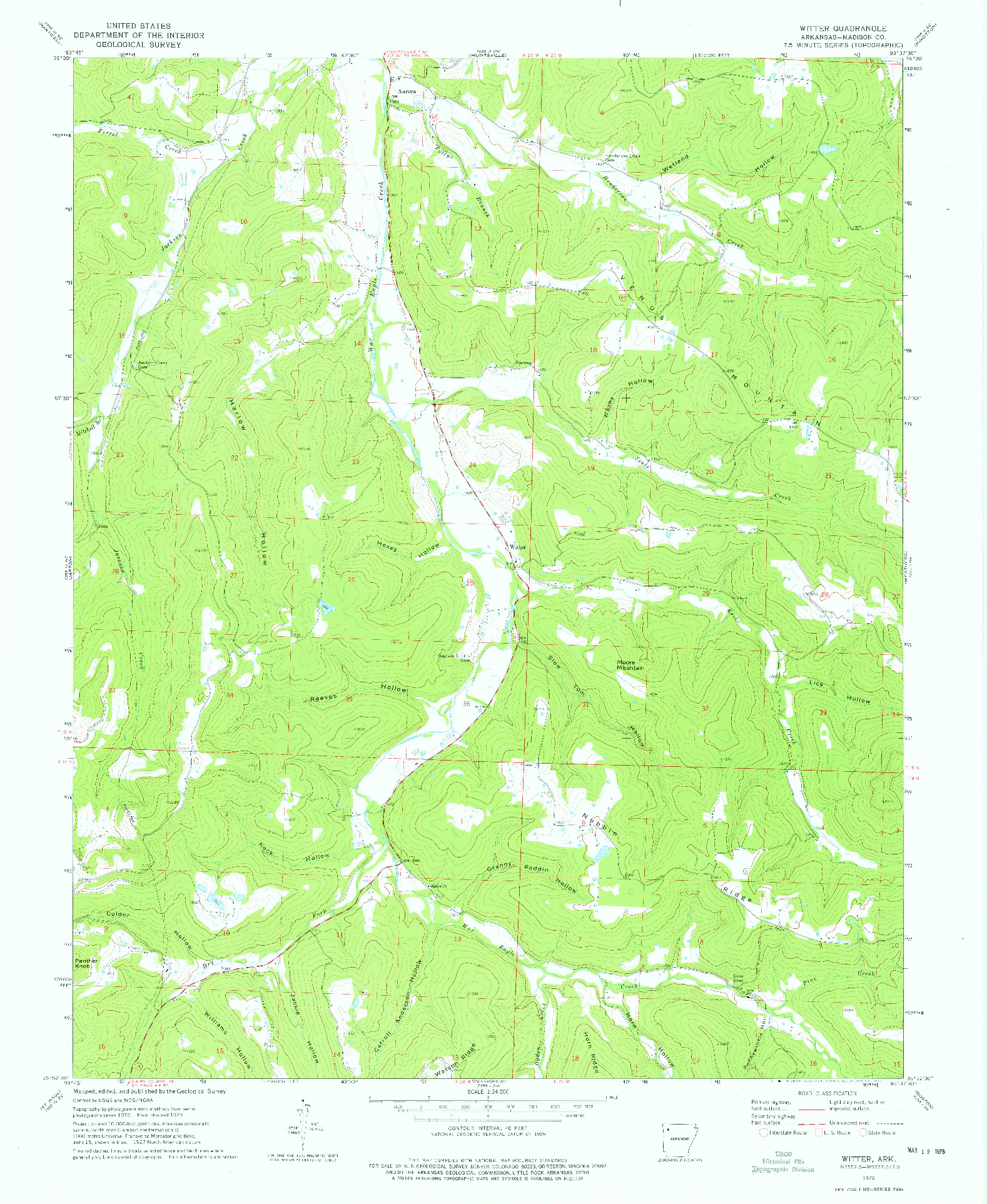 USGS 1:24000-SCALE QUADRANGLE FOR WITTER, AR 1973