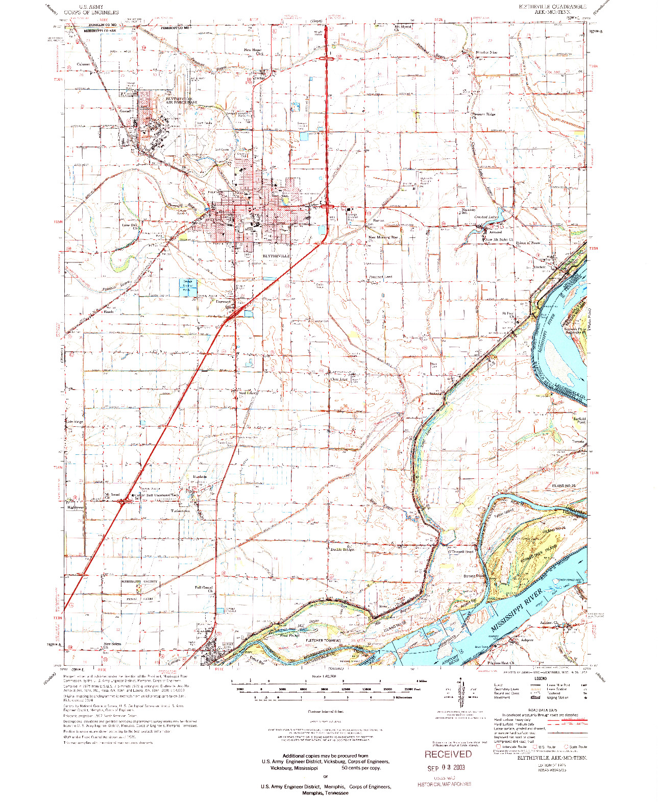 USGS 1:62500-SCALE QUADRANGLE FOR BLYTHEVILLE, AR 1976