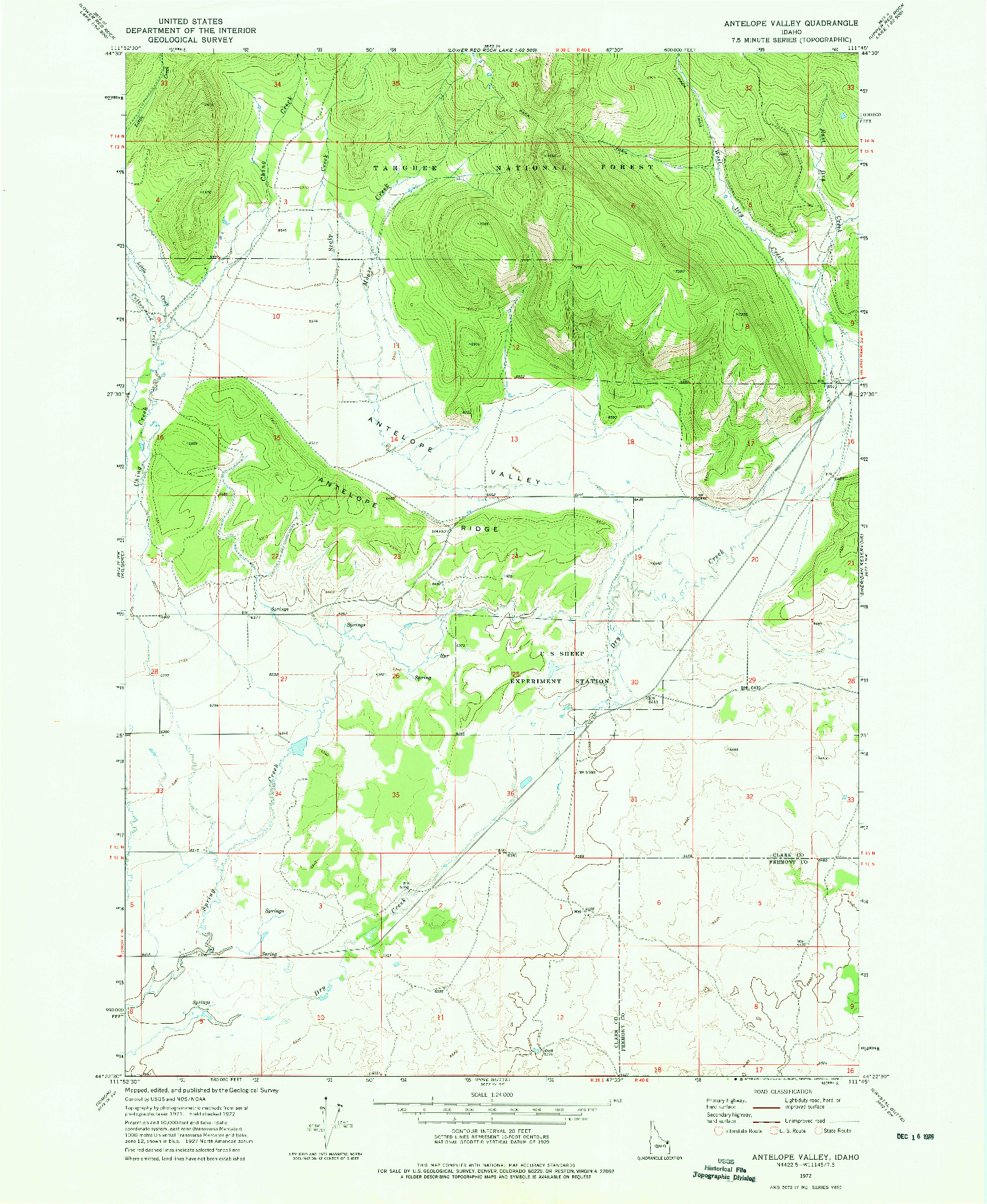 USGS 1:24000-SCALE QUADRANGLE FOR ANTELOPE VALLEY, ID 1972