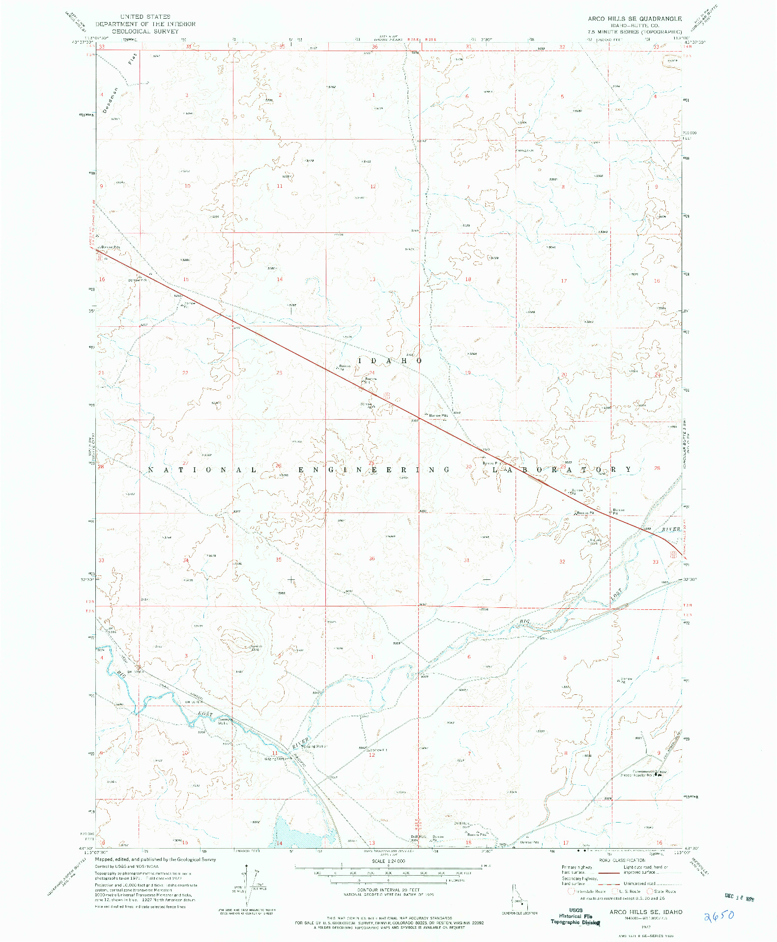 USGS 1:24000-SCALE QUADRANGLE FOR ARCO HILLS SE, ID 1972