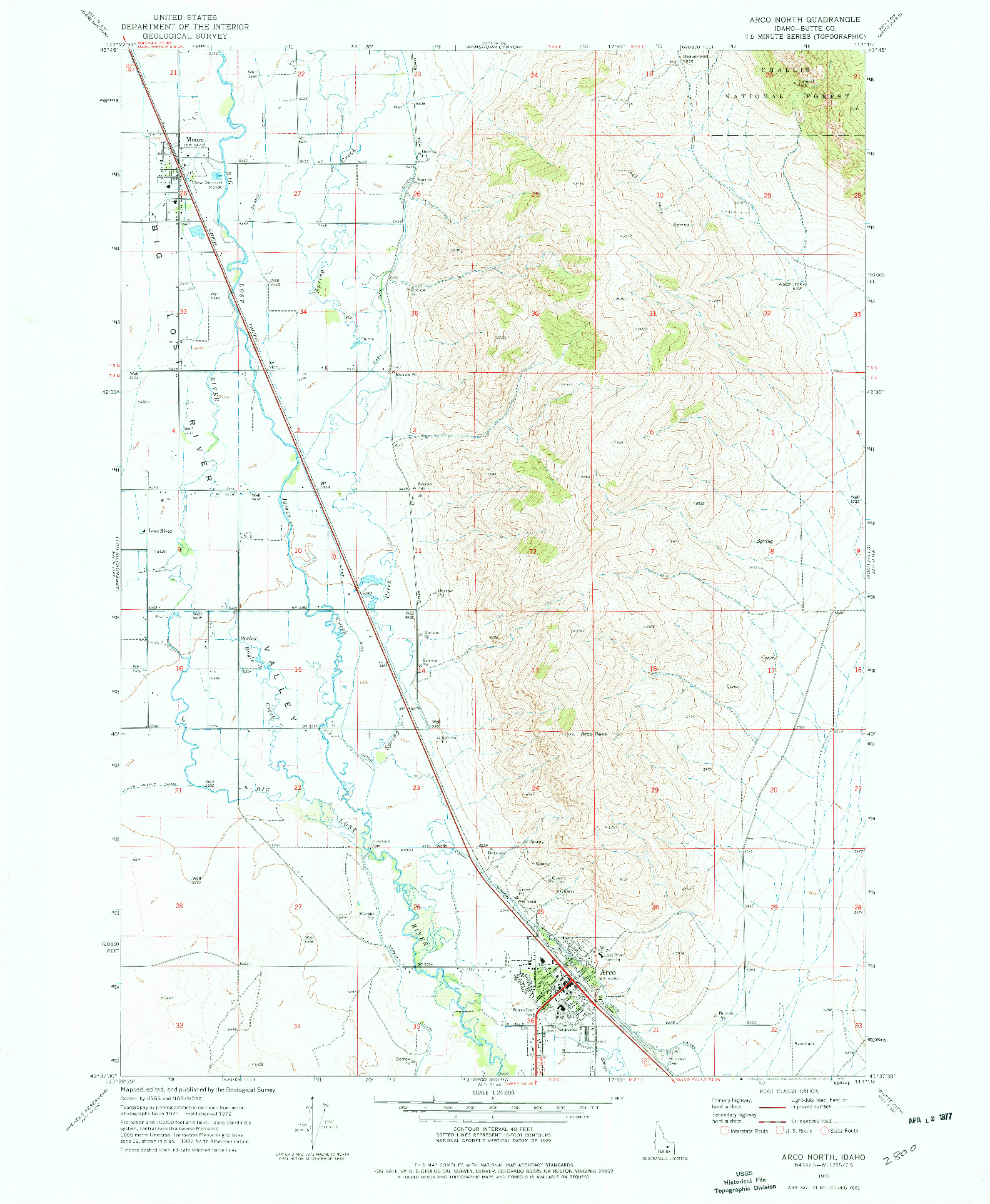 USGS 1:24000-SCALE QUADRANGLE FOR ARCO NORTH, ID 1972