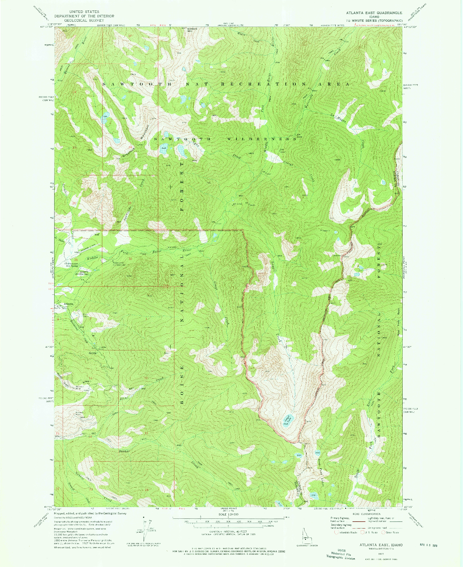 USGS 1:24000-SCALE QUADRANGLE FOR ATLANTA EAST, ID 1972