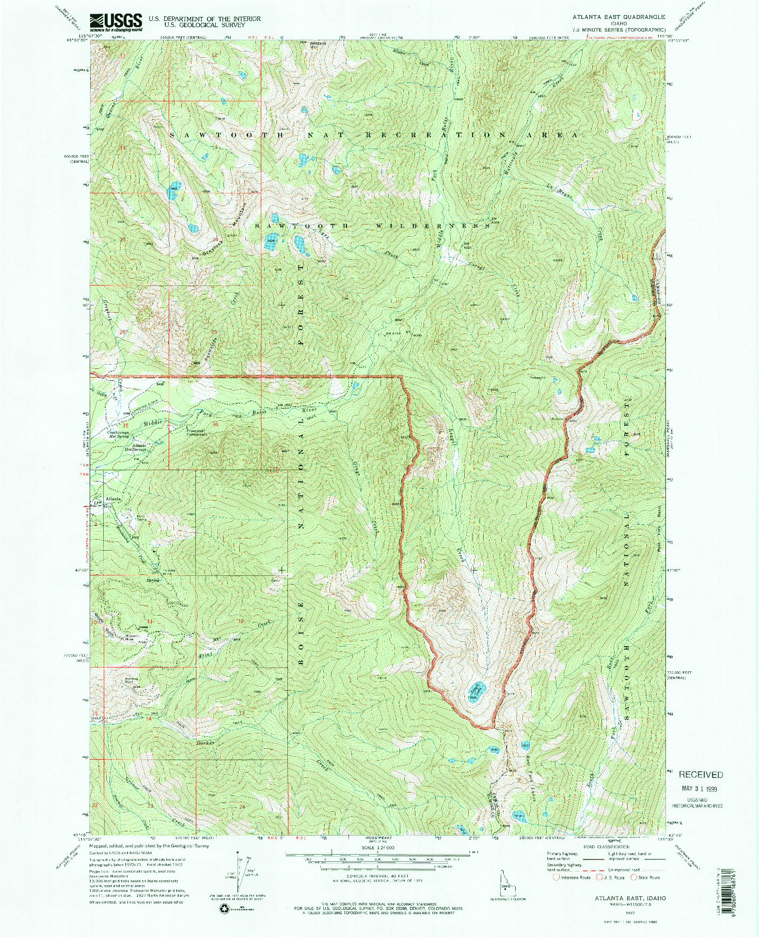 USGS 1:24000-SCALE QUADRANGLE FOR ATLANTA EAST, ID 1972