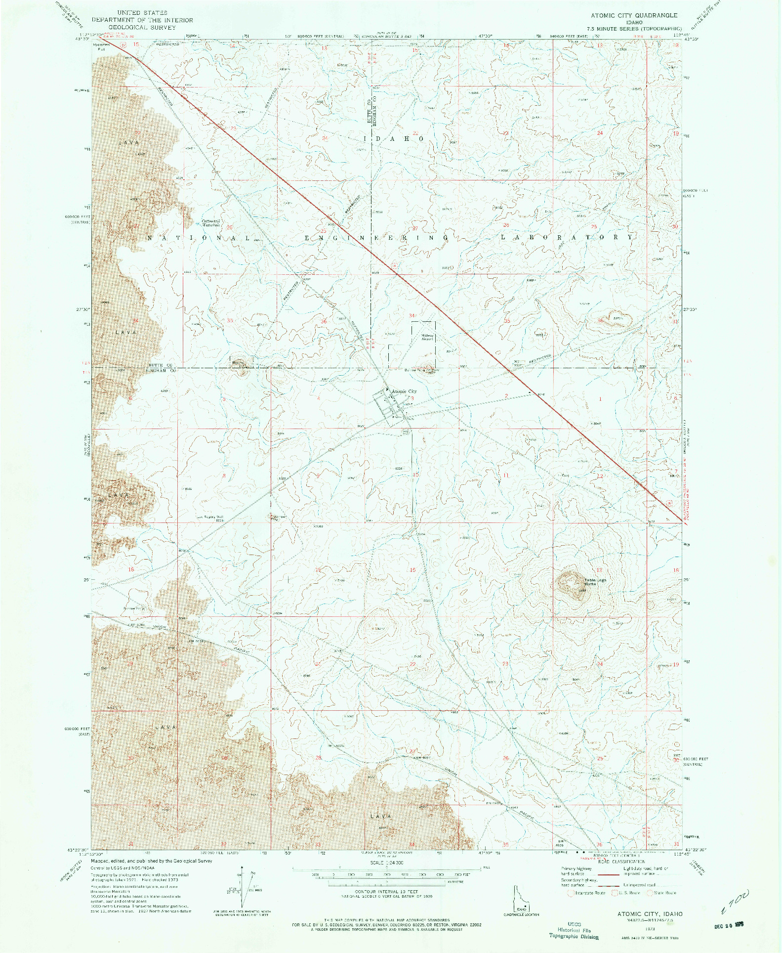 USGS 1:24000-SCALE QUADRANGLE FOR ATOMIC CITY, ID 1973