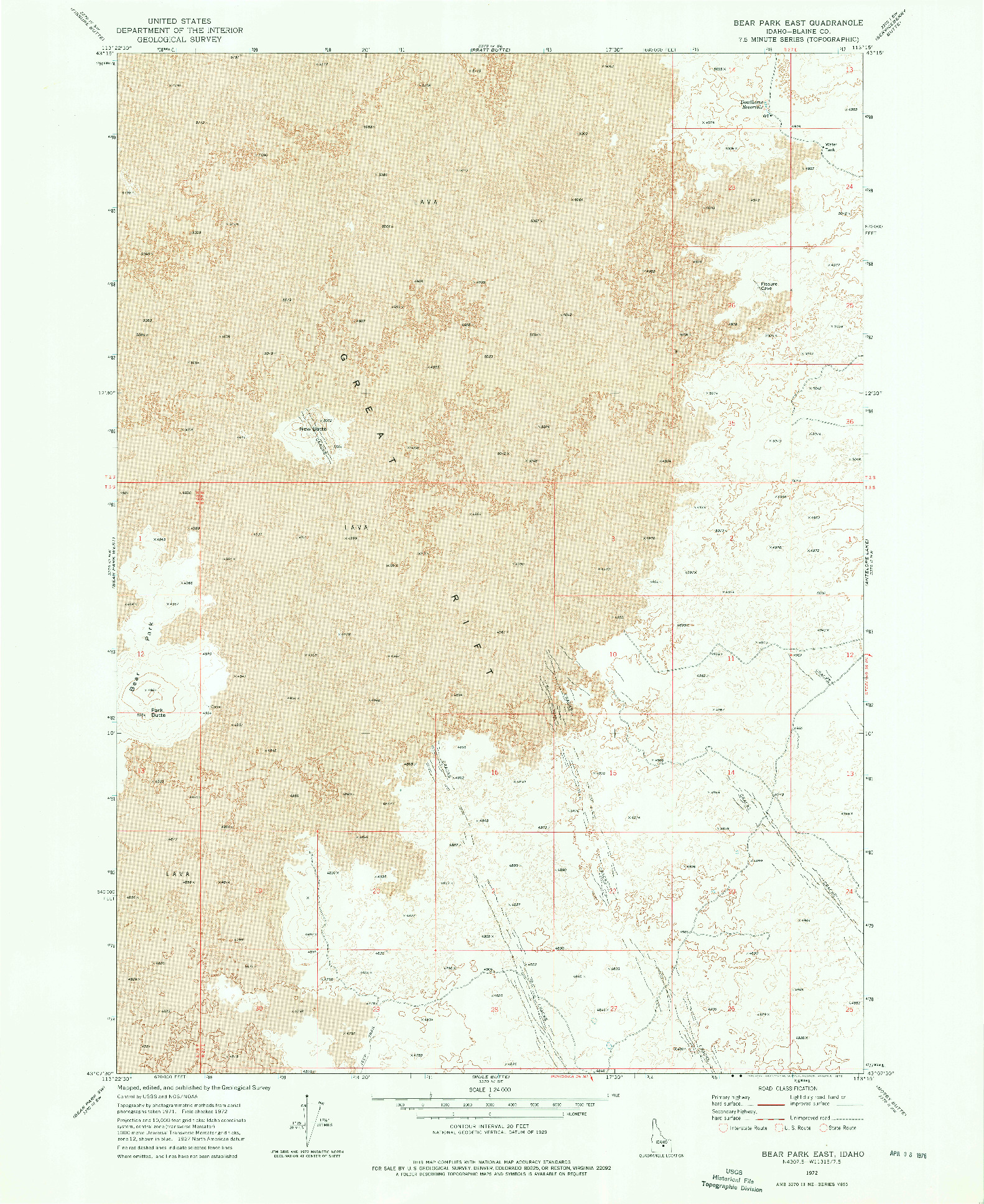 USGS 1:24000-SCALE QUADRANGLE FOR BEAR PARK EAST, ID 1972
