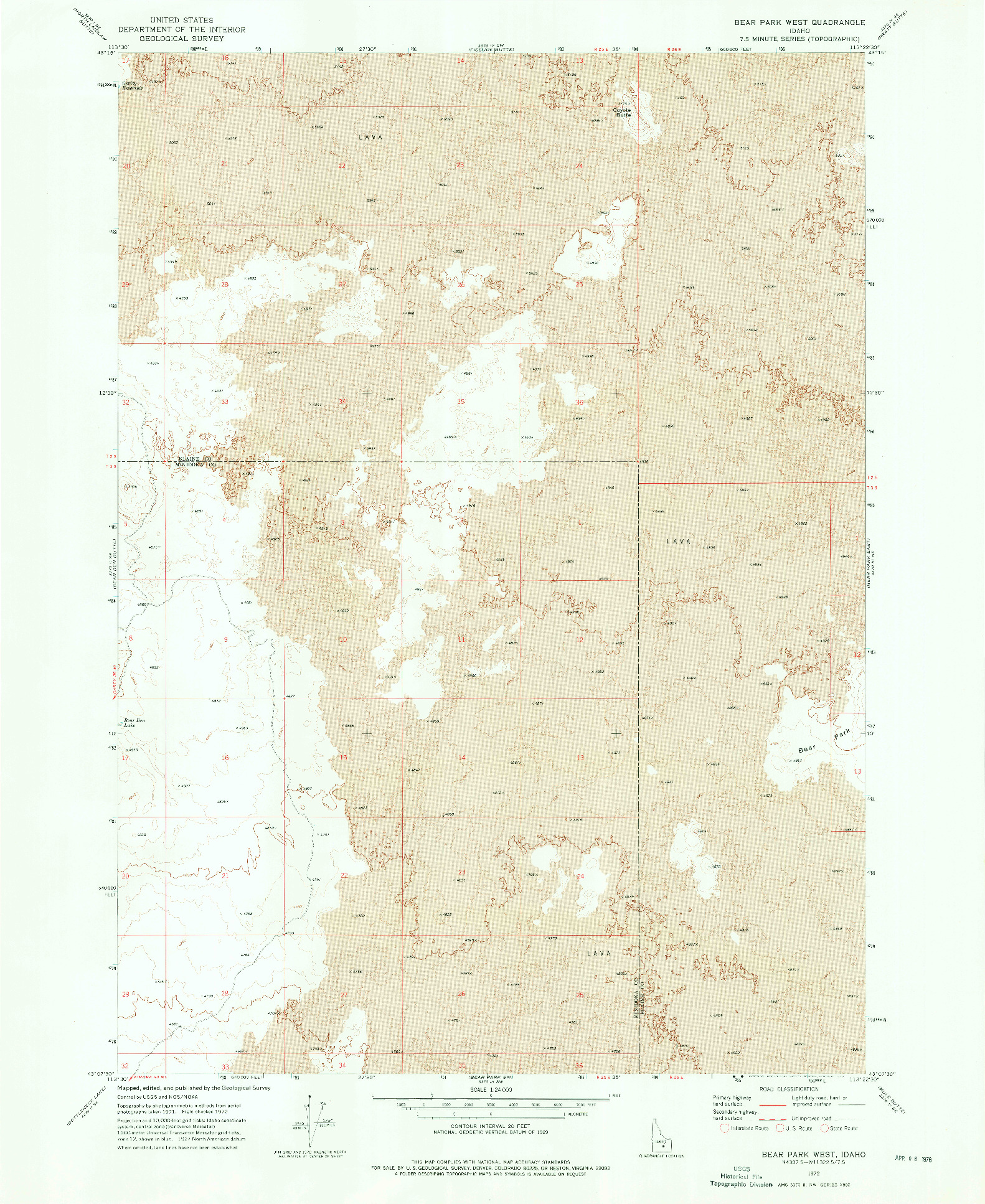 USGS 1:24000-SCALE QUADRANGLE FOR BEAR PARK WEST, ID 1972