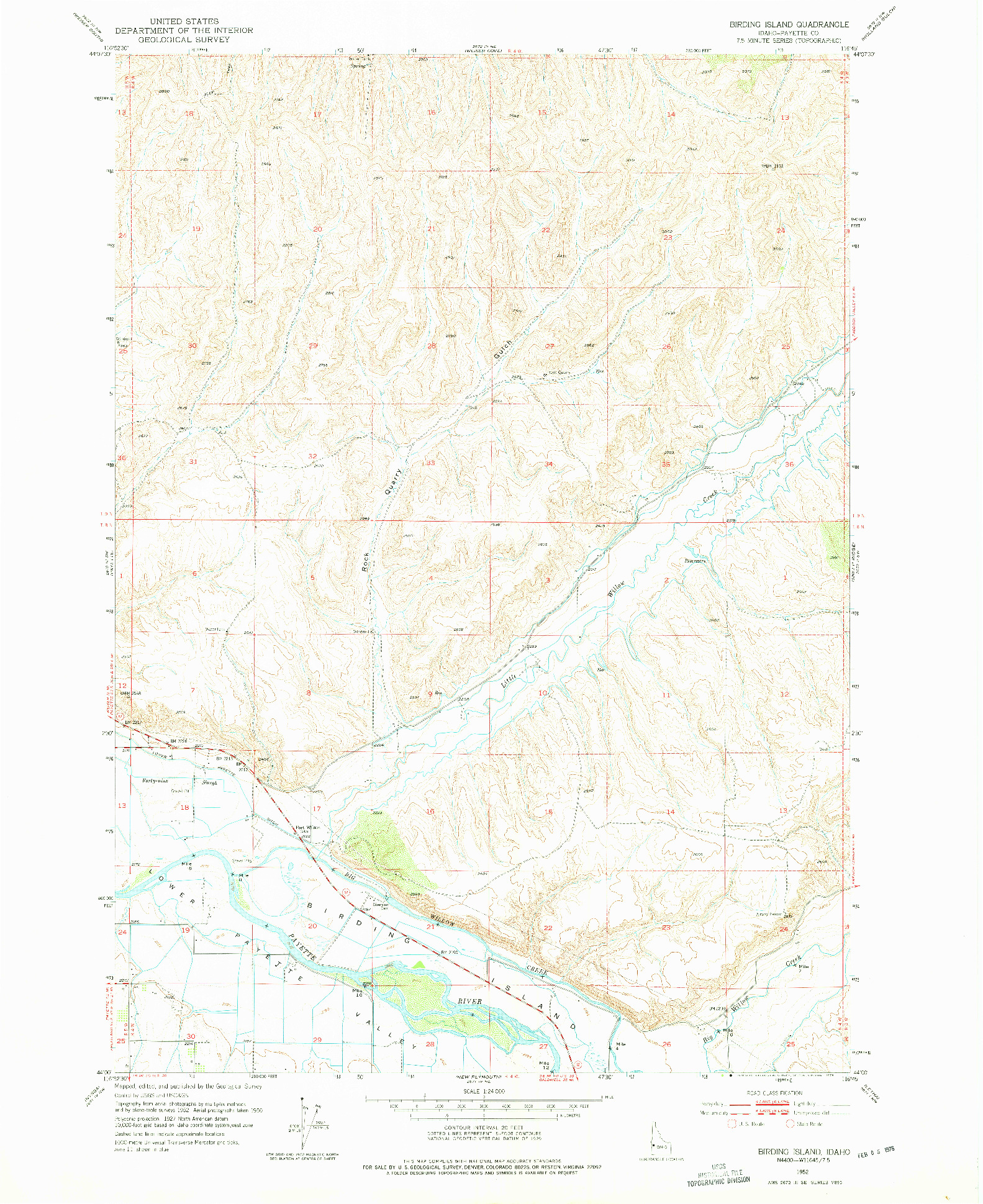 USGS 1:24000-SCALE QUADRANGLE FOR BIRDING ISLAND, ID 1952