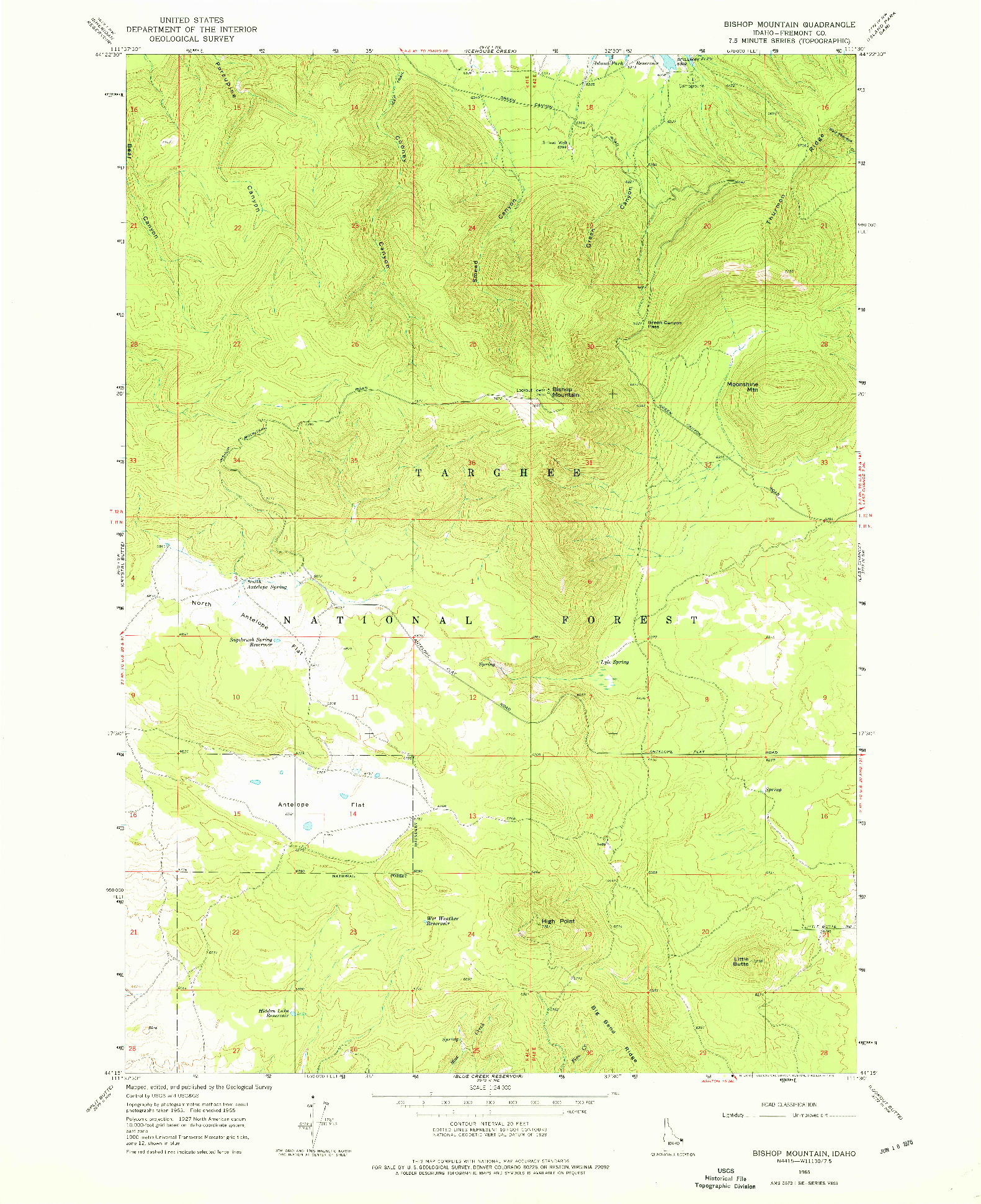 USGS 1:24000-SCALE QUADRANGLE FOR BISHOP MOUNTAIN, ID 1965