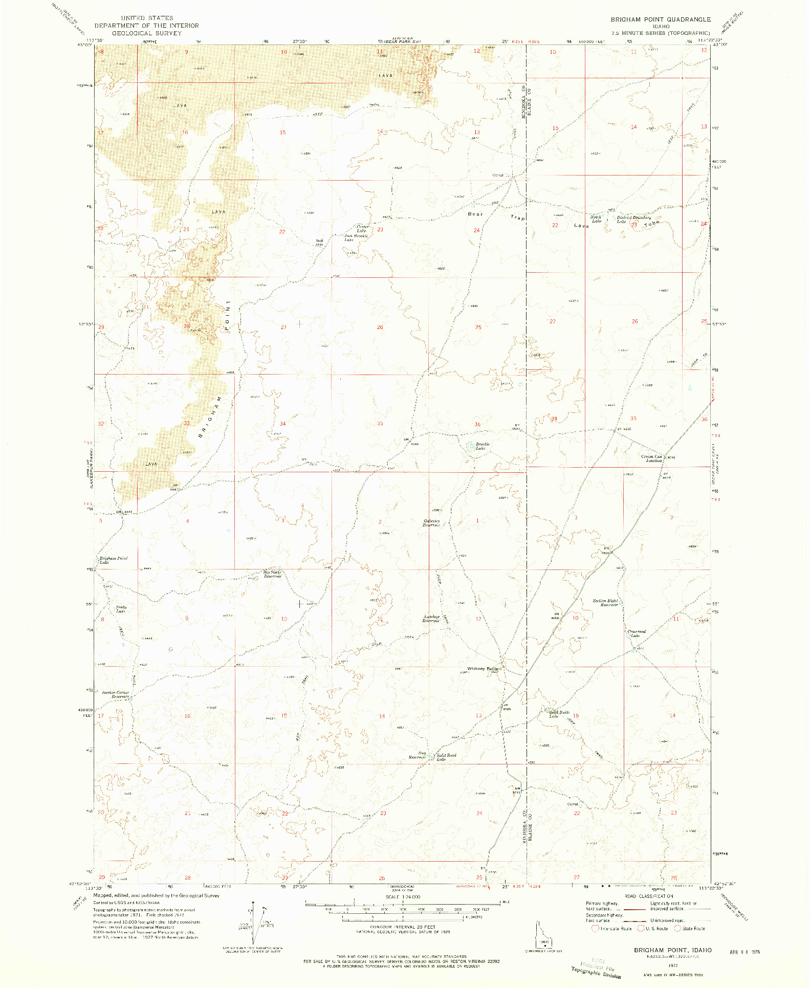 USGS 1:24000-SCALE QUADRANGLE FOR BRIGHAM POINT, ID 1972
