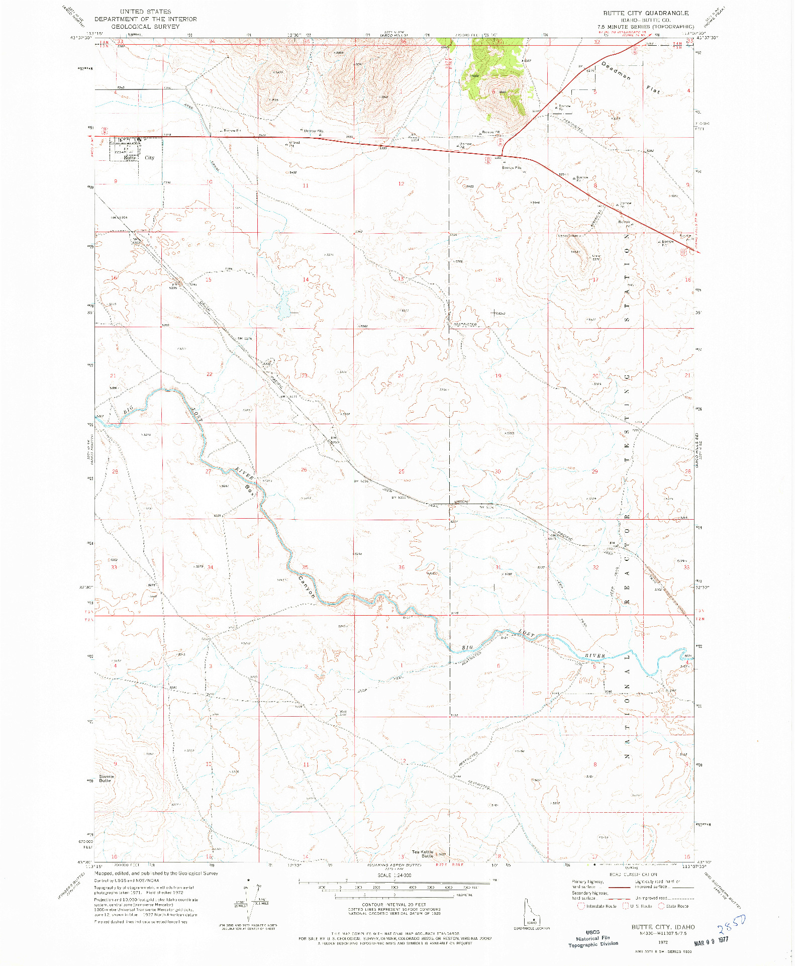 USGS 1:24000-SCALE QUADRANGLE FOR BUTTE CITY, ID 1972