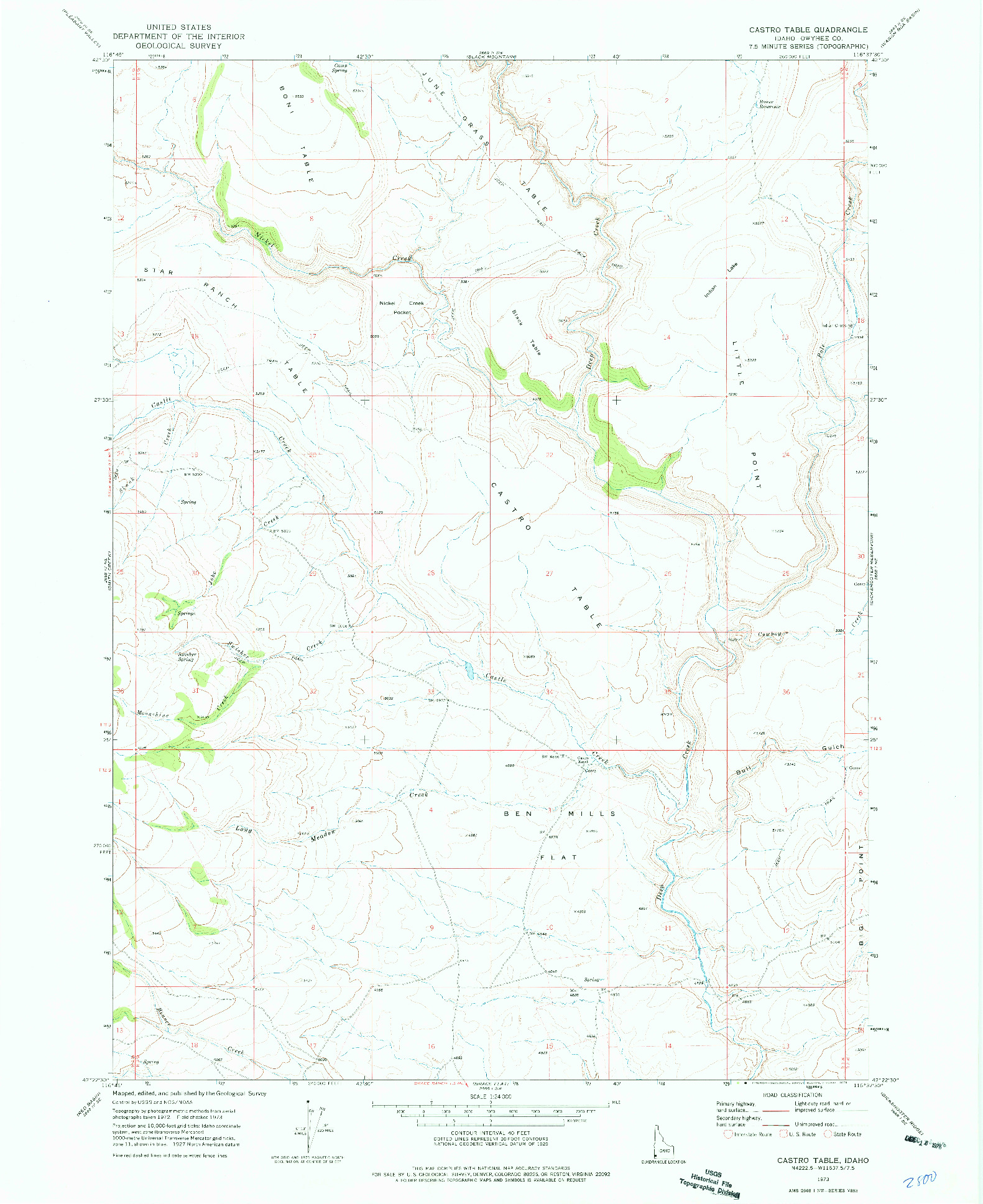 USGS 1:24000-SCALE QUADRANGLE FOR CASTRO TABLE, ID 1973