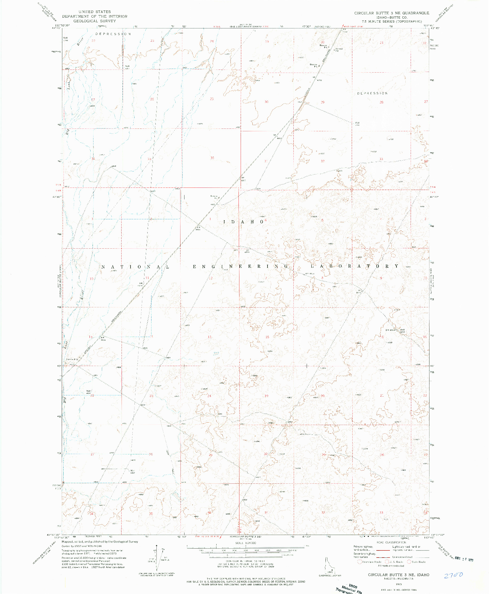 USGS 1:24000-SCALE QUADRANGLE FOR CIRCULAR BUTTE 3 NE, ID 1973