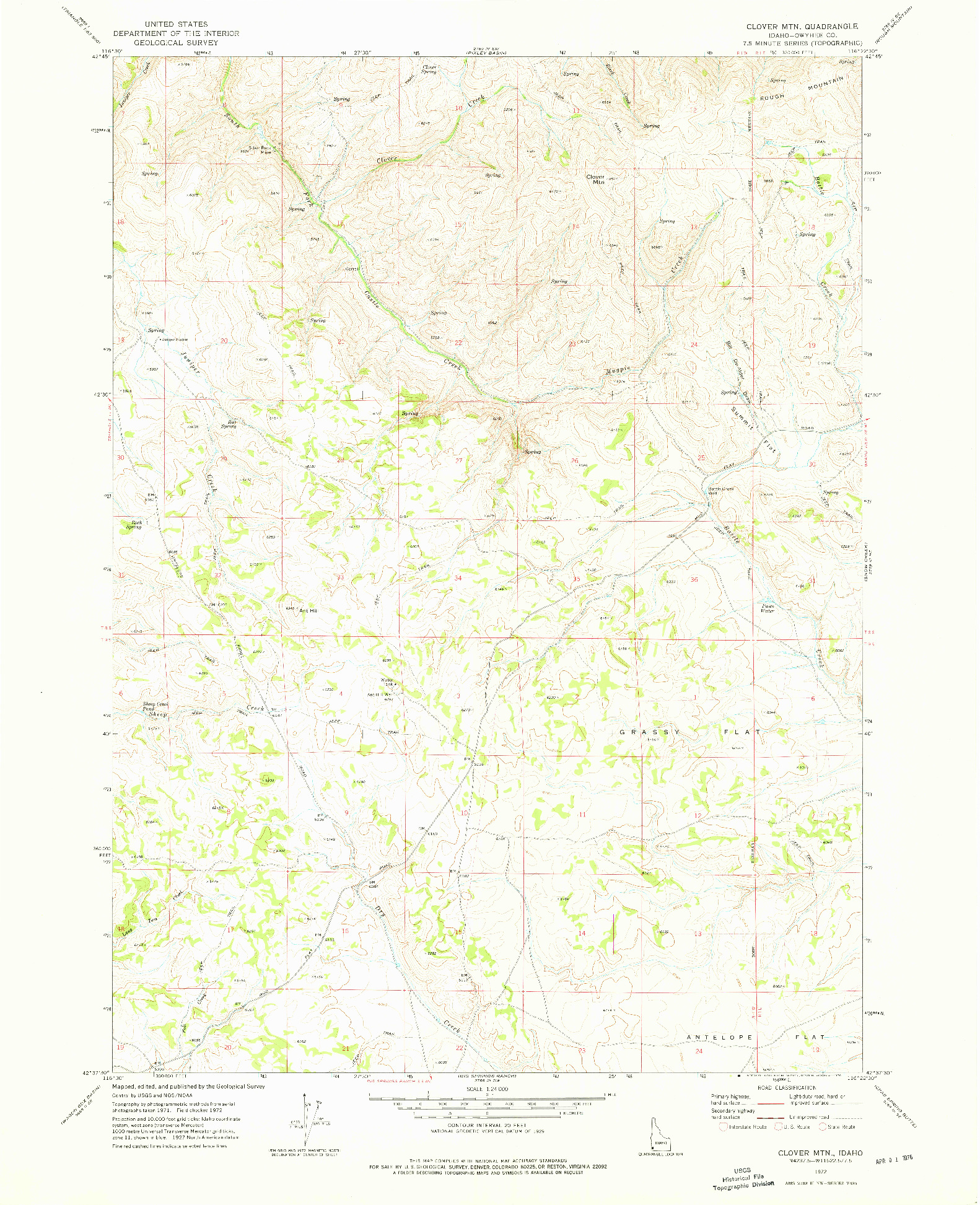 USGS 1:24000-SCALE QUADRANGLE FOR CLOVER MTN, ID 1972