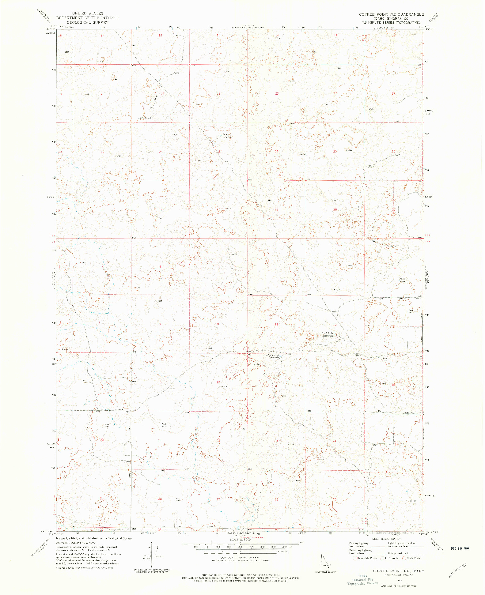 USGS 1:24000-SCALE QUADRANGLE FOR COFFEE POINT NE, ID 1973