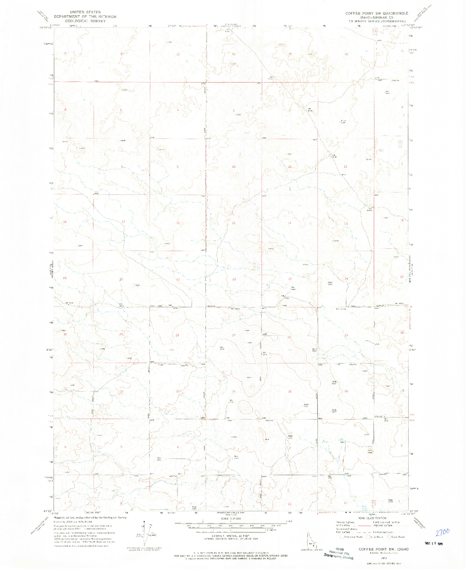 USGS 1:24000-SCALE QUADRANGLE FOR COFFEE POINT SW, ID 1973