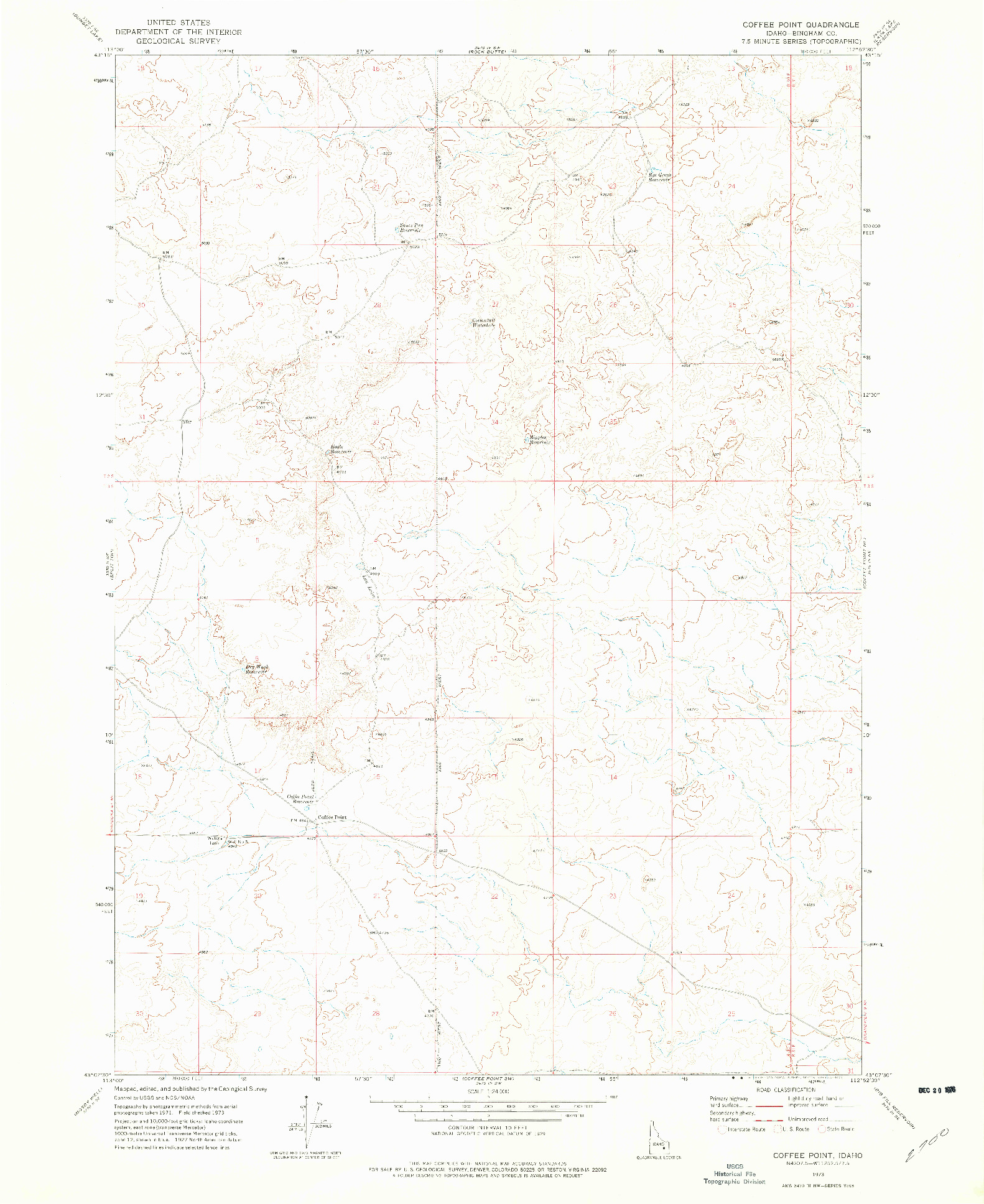 USGS 1:24000-SCALE QUADRANGLE FOR COFFEE POINT, ID 1973