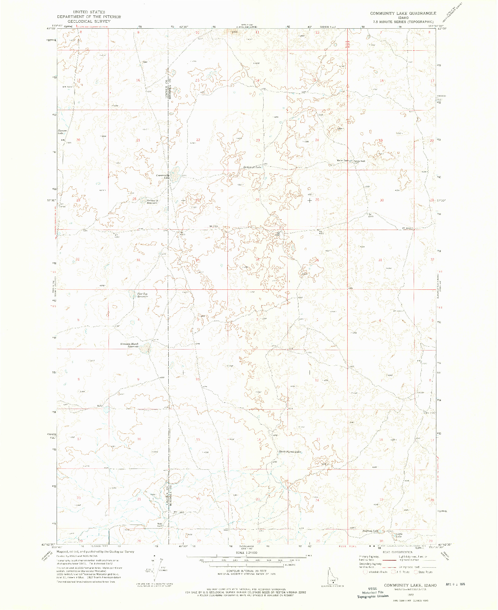 USGS 1:24000-SCALE QUADRANGLE FOR COMMUNITY LAKE, ID 1972