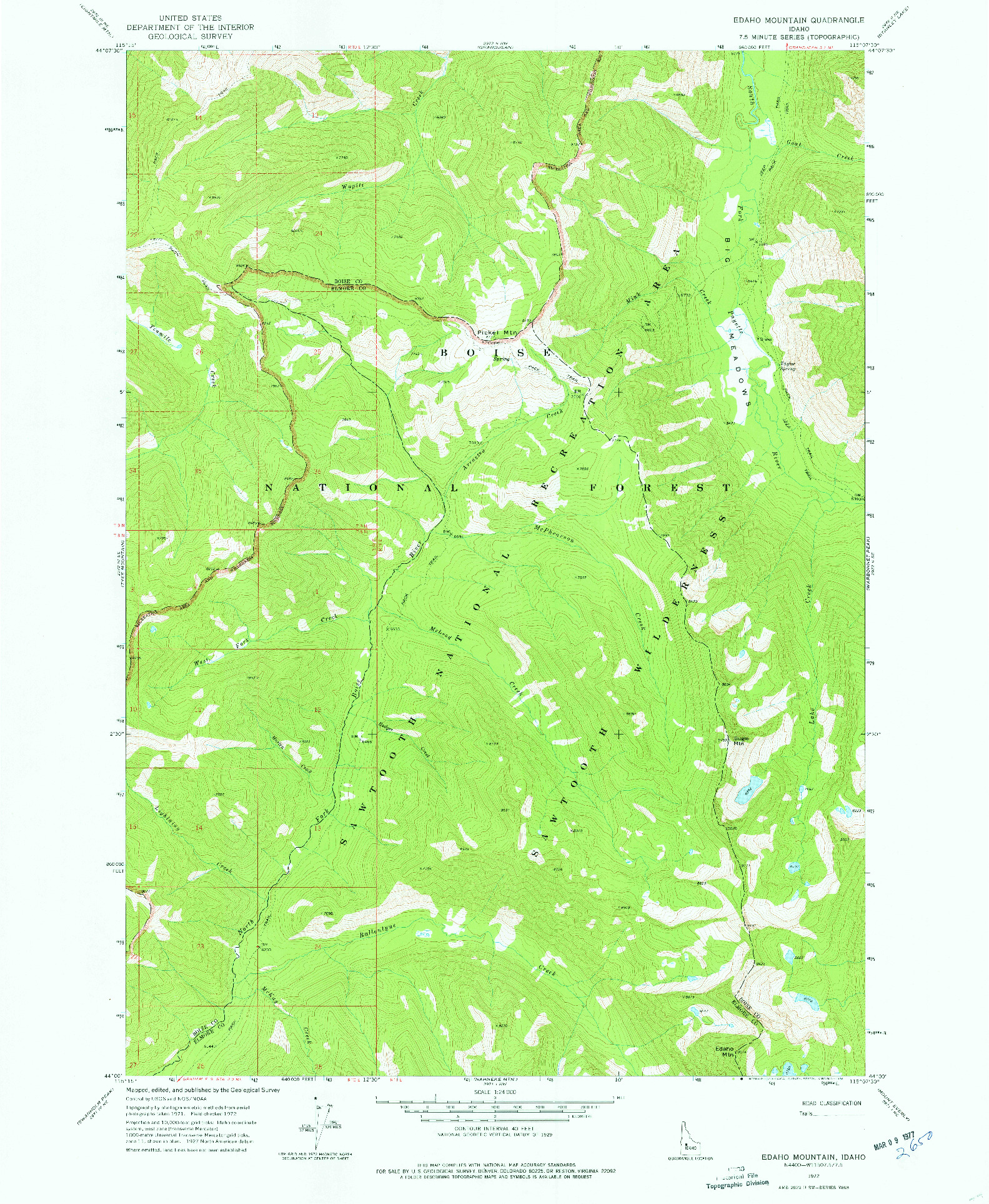 USGS 1:24000-SCALE QUADRANGLE FOR EDAHO MOUNTAIN, ID 1972