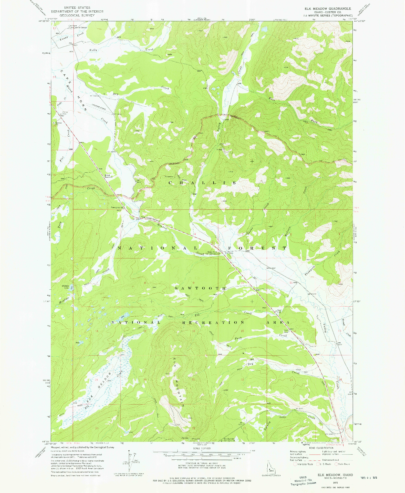 USGS 1:24000-SCALE QUADRANGLE FOR ELK MEADOW, ID 1972