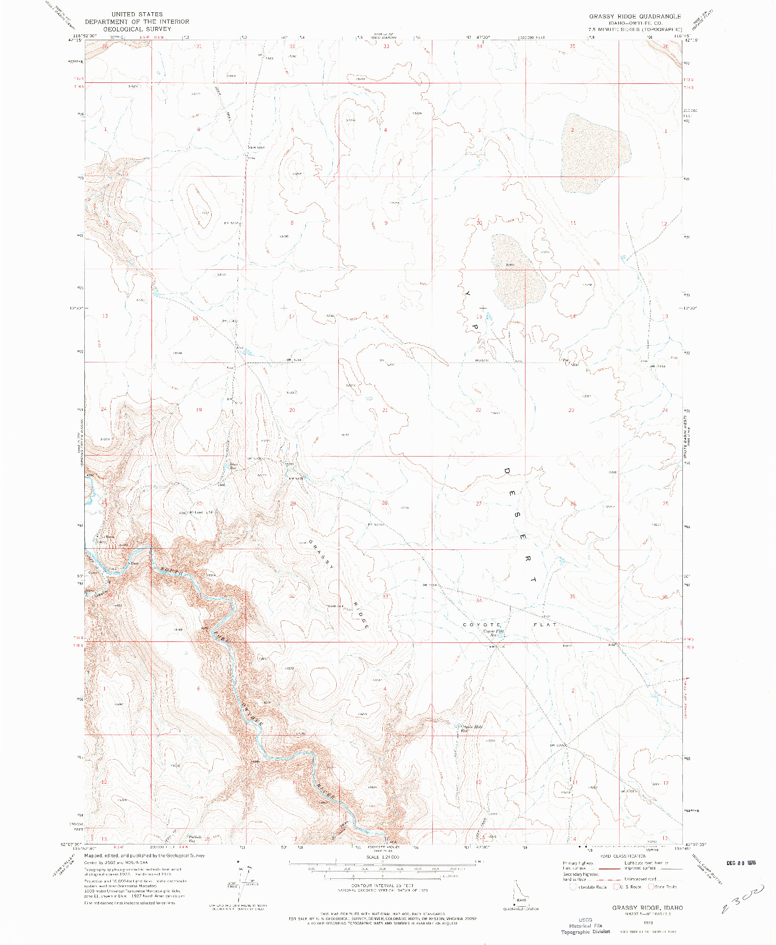 USGS 1:24000-SCALE QUADRANGLE FOR GRASSY RIDGE, ID 1973