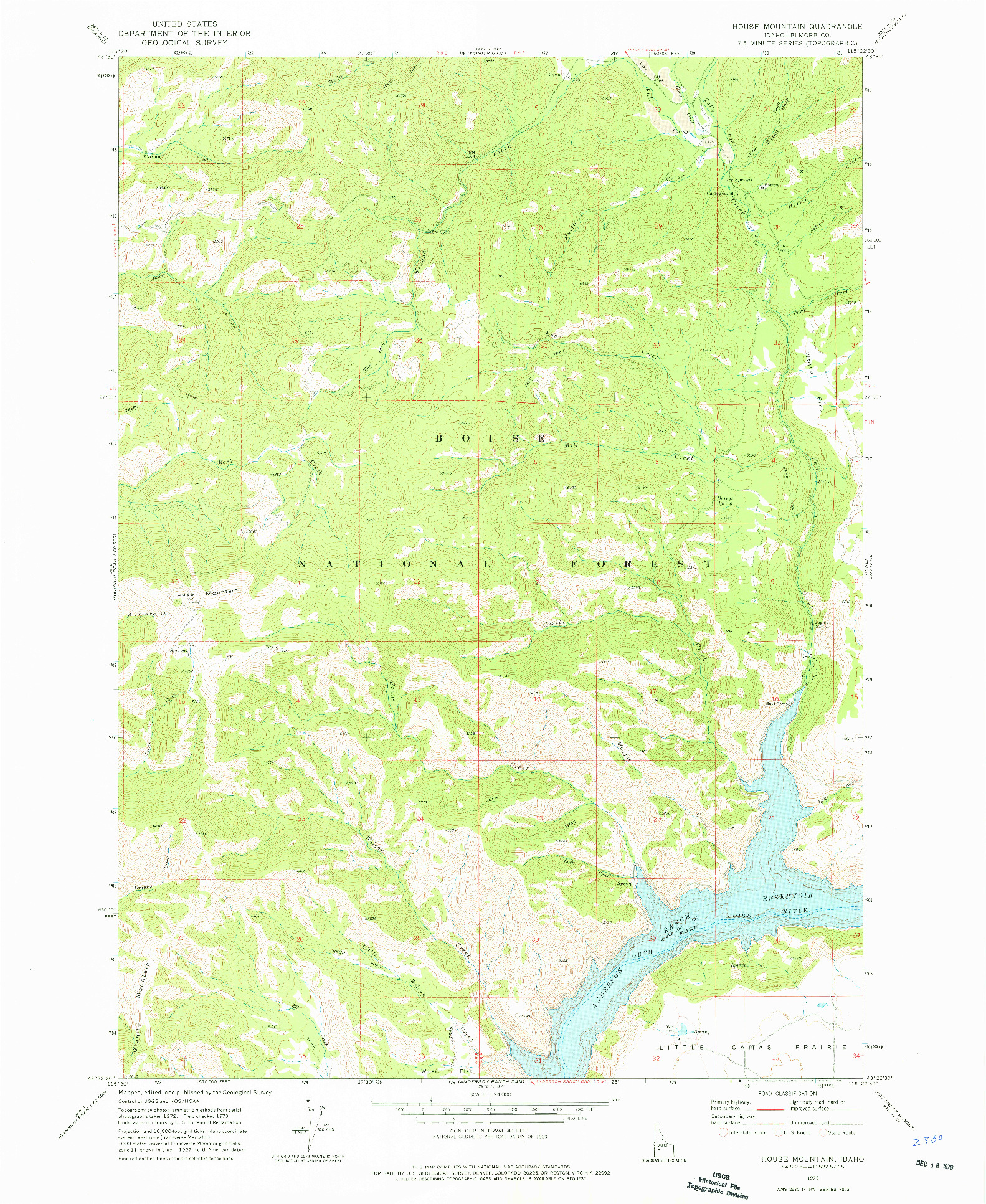 USGS 1:24000-SCALE QUADRANGLE FOR HOUSE MOUNTAIN, ID 1973