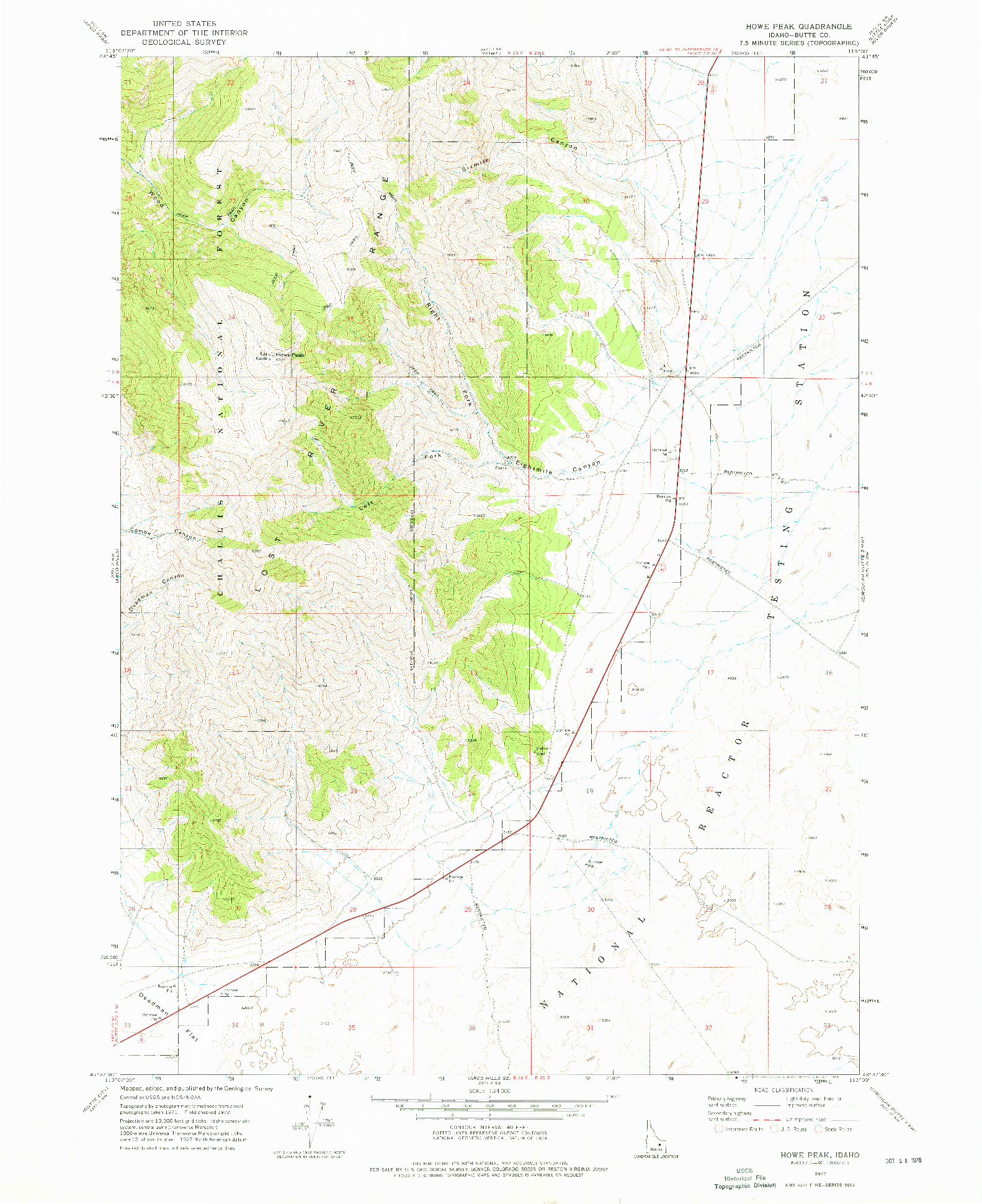 USGS 1:24000-SCALE QUADRANGLE FOR HOWE PEAK, ID 1972