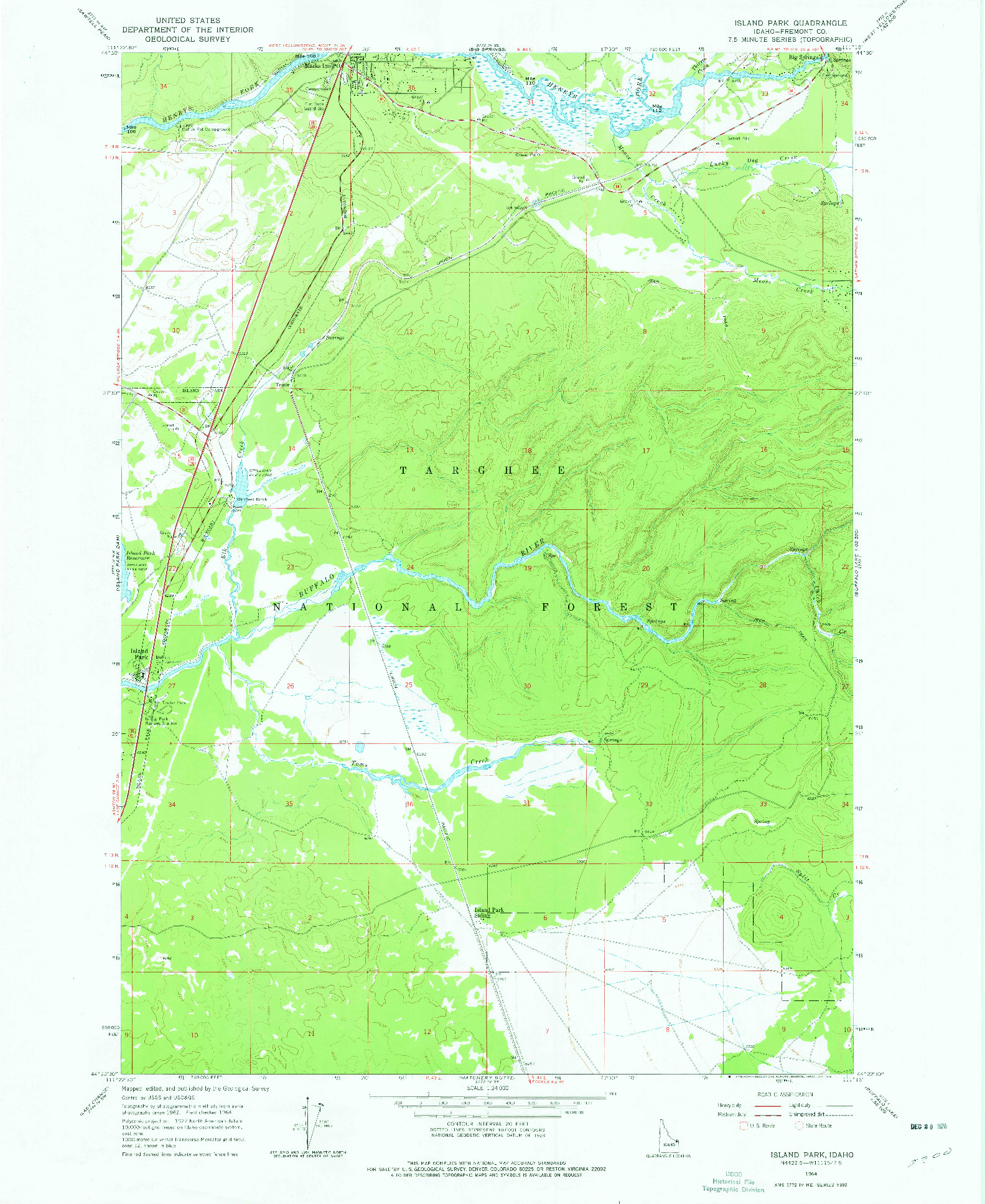 USGS 1:24000-SCALE QUADRANGLE FOR ISLAND PARK, ID 1964