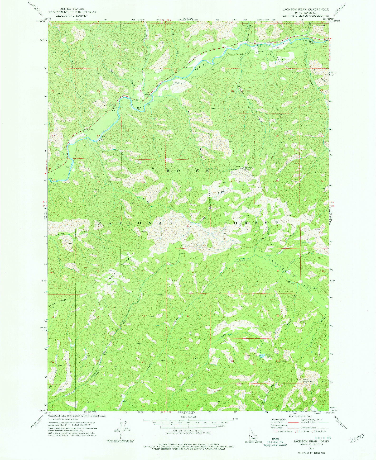 USGS 1:24000-SCALE QUADRANGLE FOR JACKSON PEAK, ID 1972