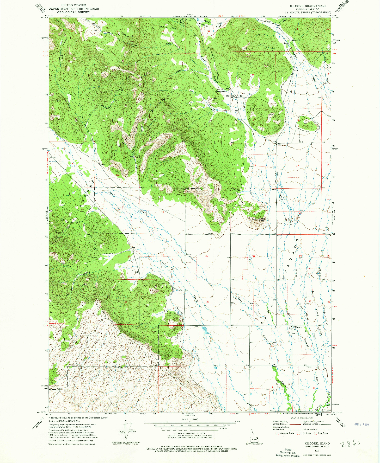 USGS 1:24000-SCALE QUADRANGLE FOR KILGORE, ID 1972