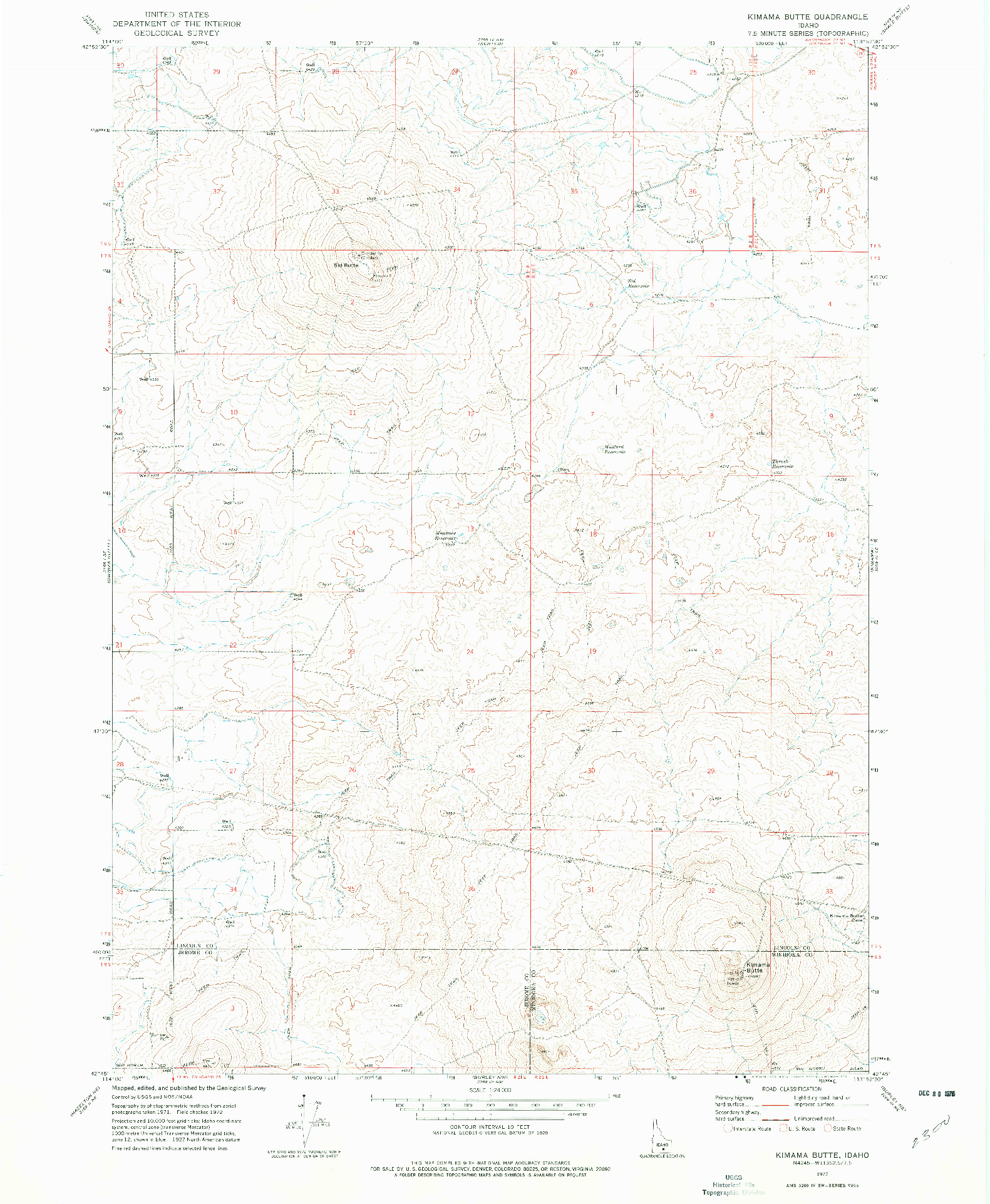 USGS 1:24000-SCALE QUADRANGLE FOR KIMAMA BUTTE, ID 1972