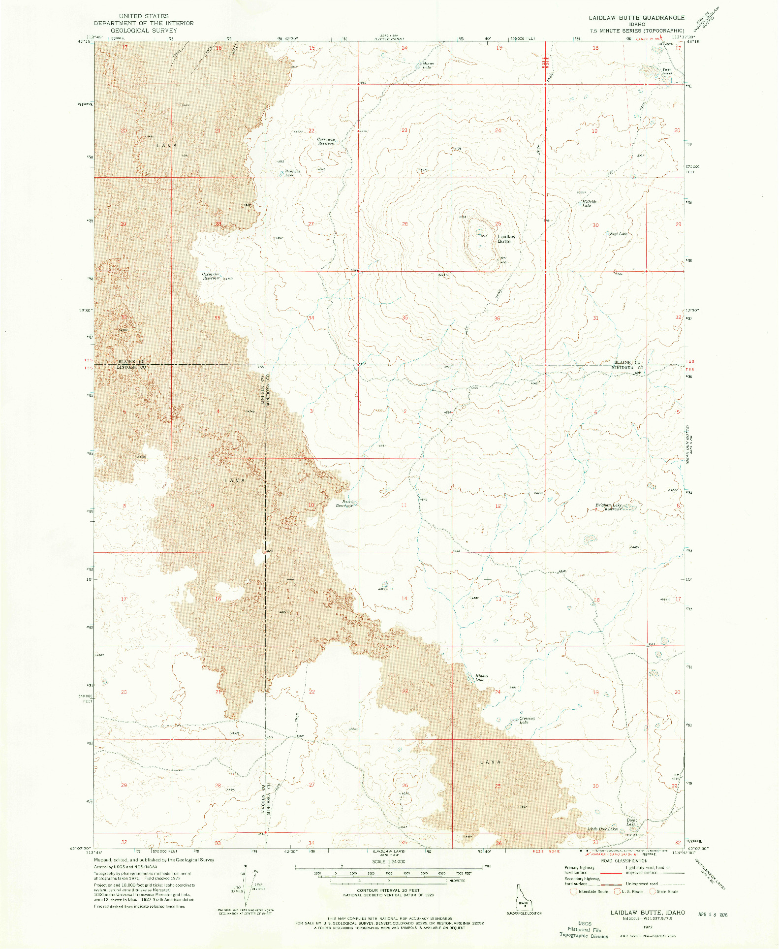 USGS 1:24000-SCALE QUADRANGLE FOR LAIDLAW BUTTE, ID 1972