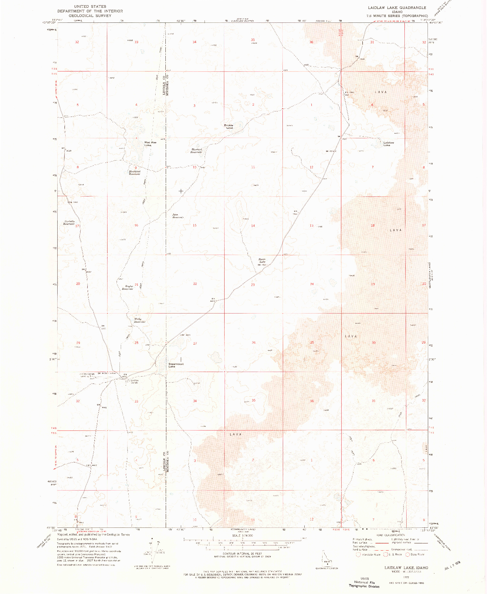 USGS 1:24000-SCALE QUADRANGLE FOR LAIDLAW LAKE, ID 1972