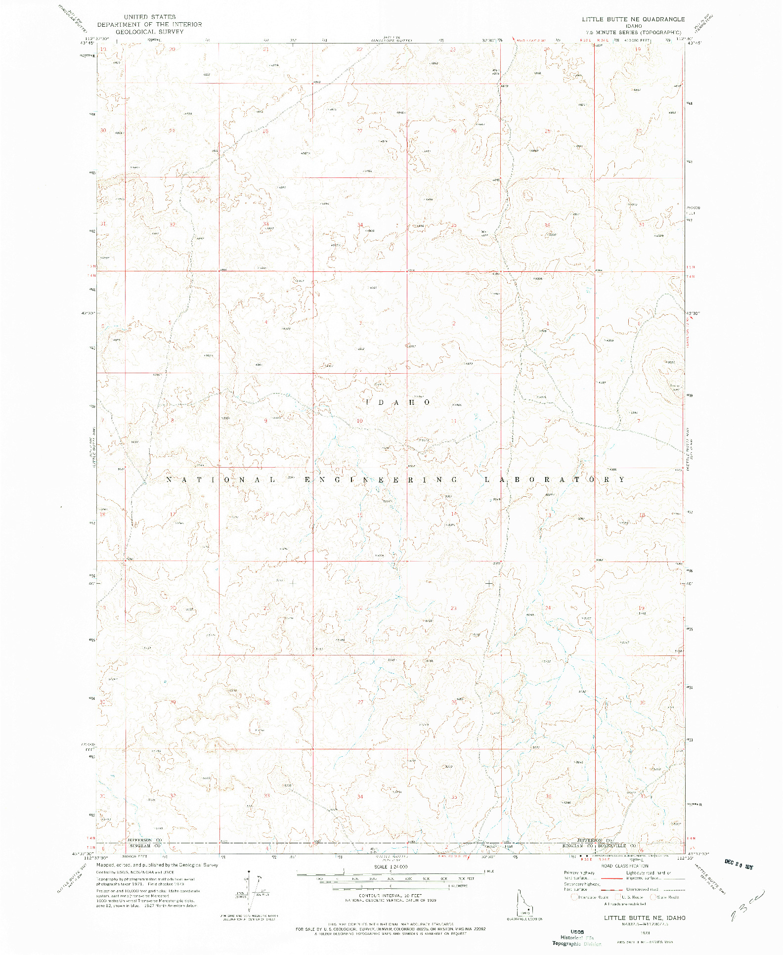 USGS 1:24000-SCALE QUADRANGLE FOR LITTLE BUTTE NE, ID 1973