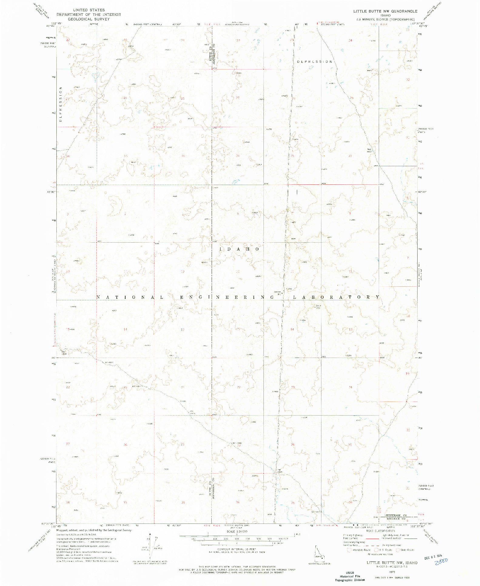 USGS 1:24000-SCALE QUADRANGLE FOR LITTLE BUTTE NW, ID 1973