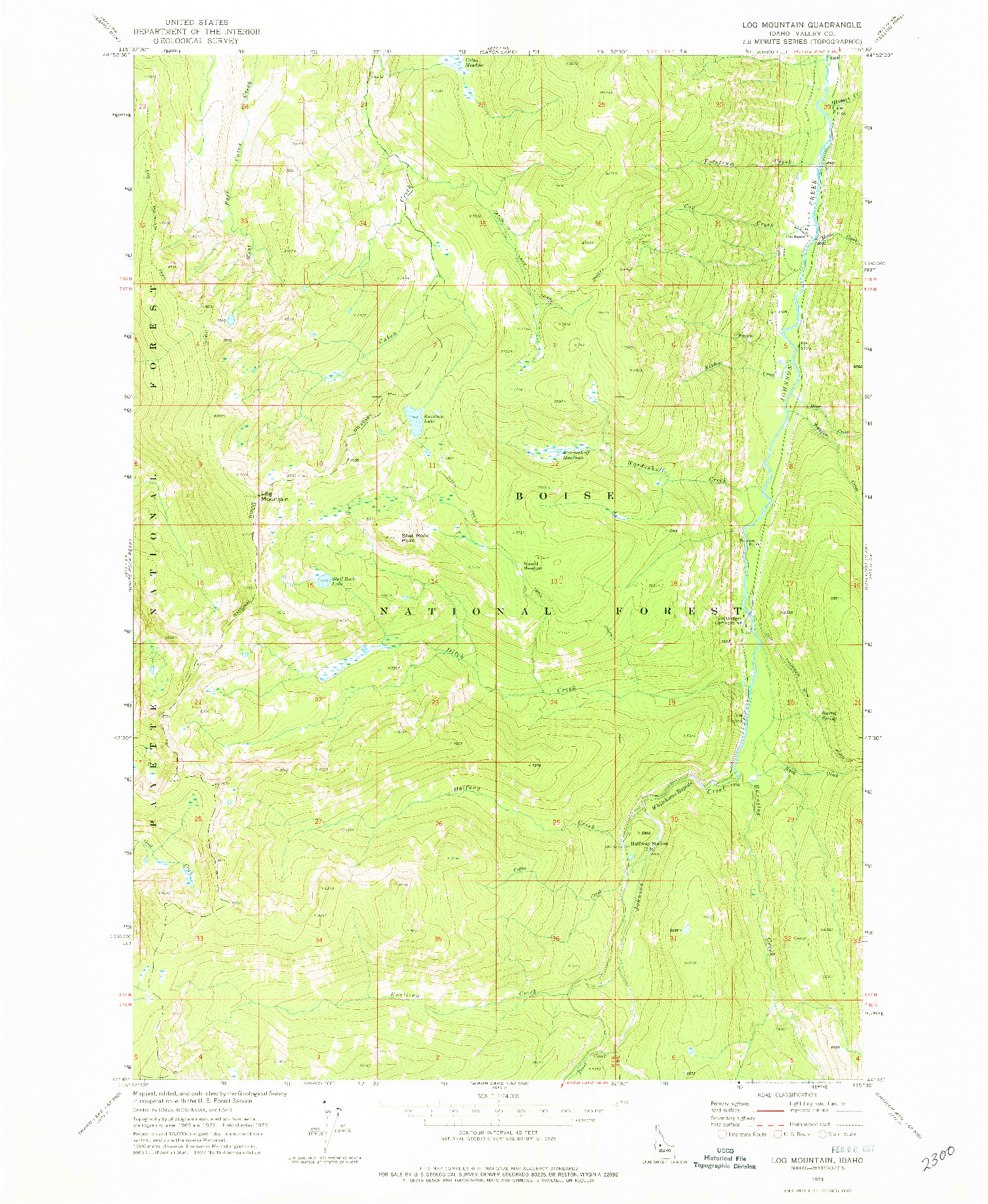 USGS 1:24000-SCALE QUADRANGLE FOR LOG MOUNTAIN, ID 1973