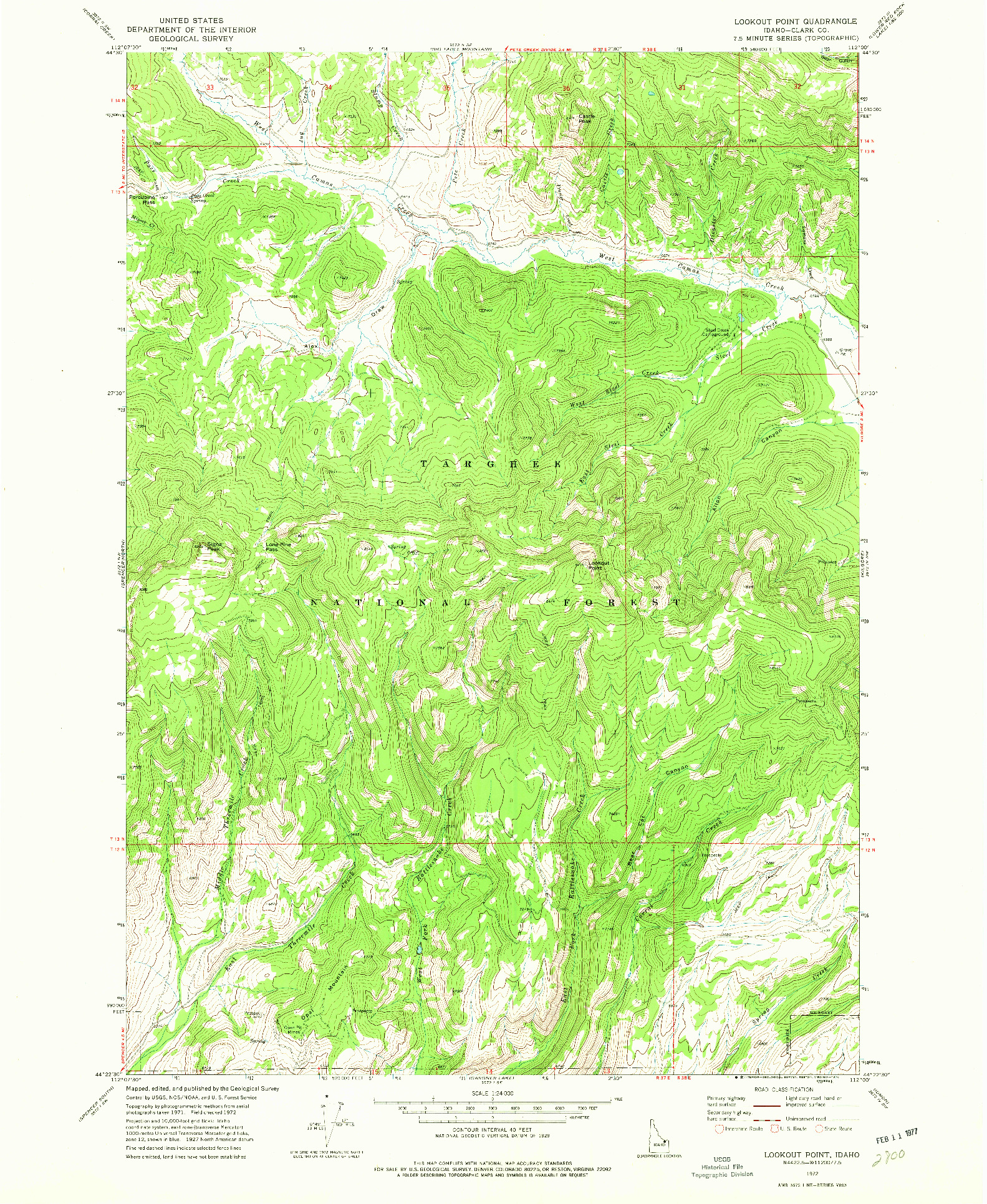 USGS 1:24000-SCALE QUADRANGLE FOR LOOKOUT POINT, ID 1972