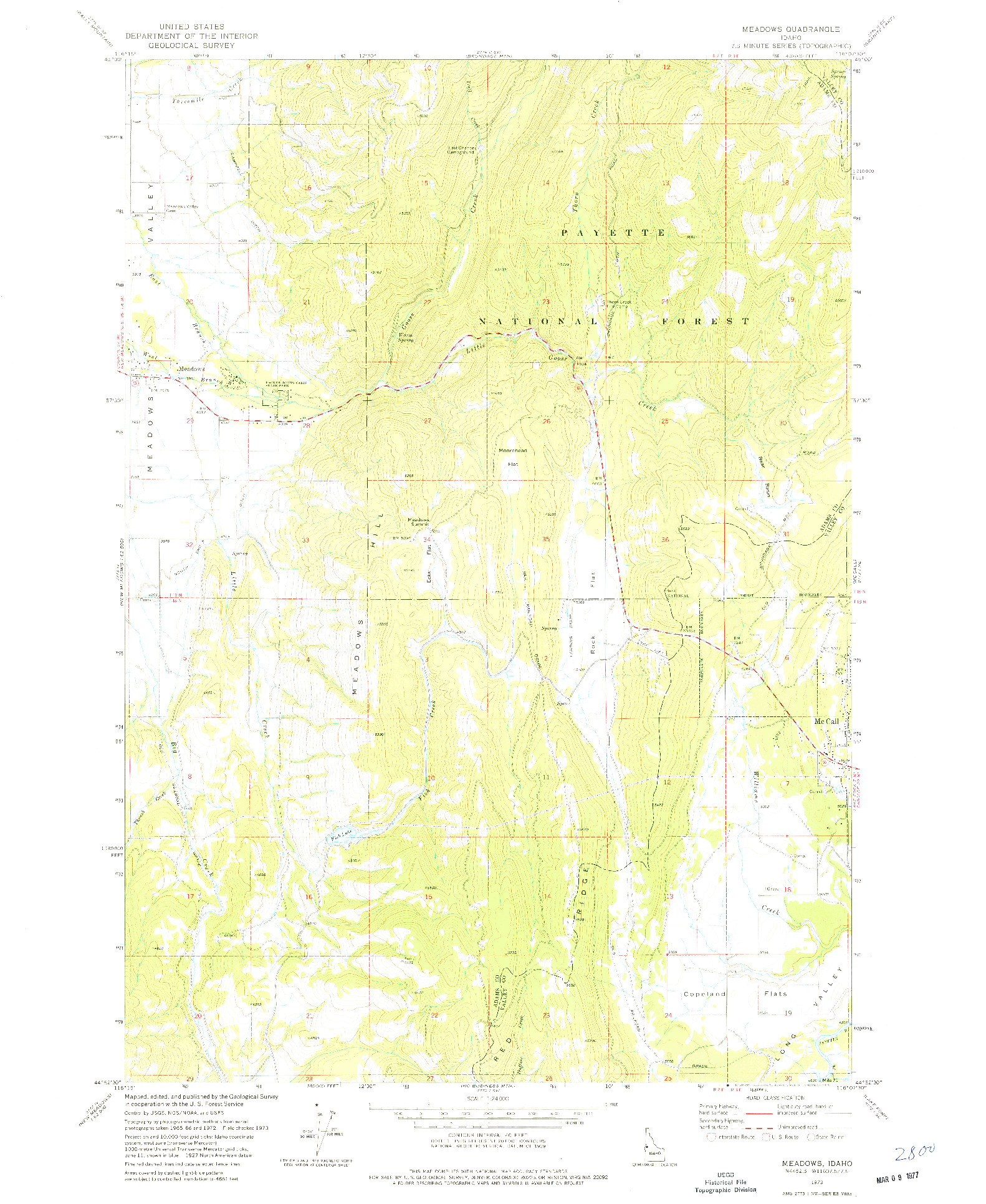 USGS 1:24000-SCALE QUADRANGLE FOR MEADOWS, ID 1973