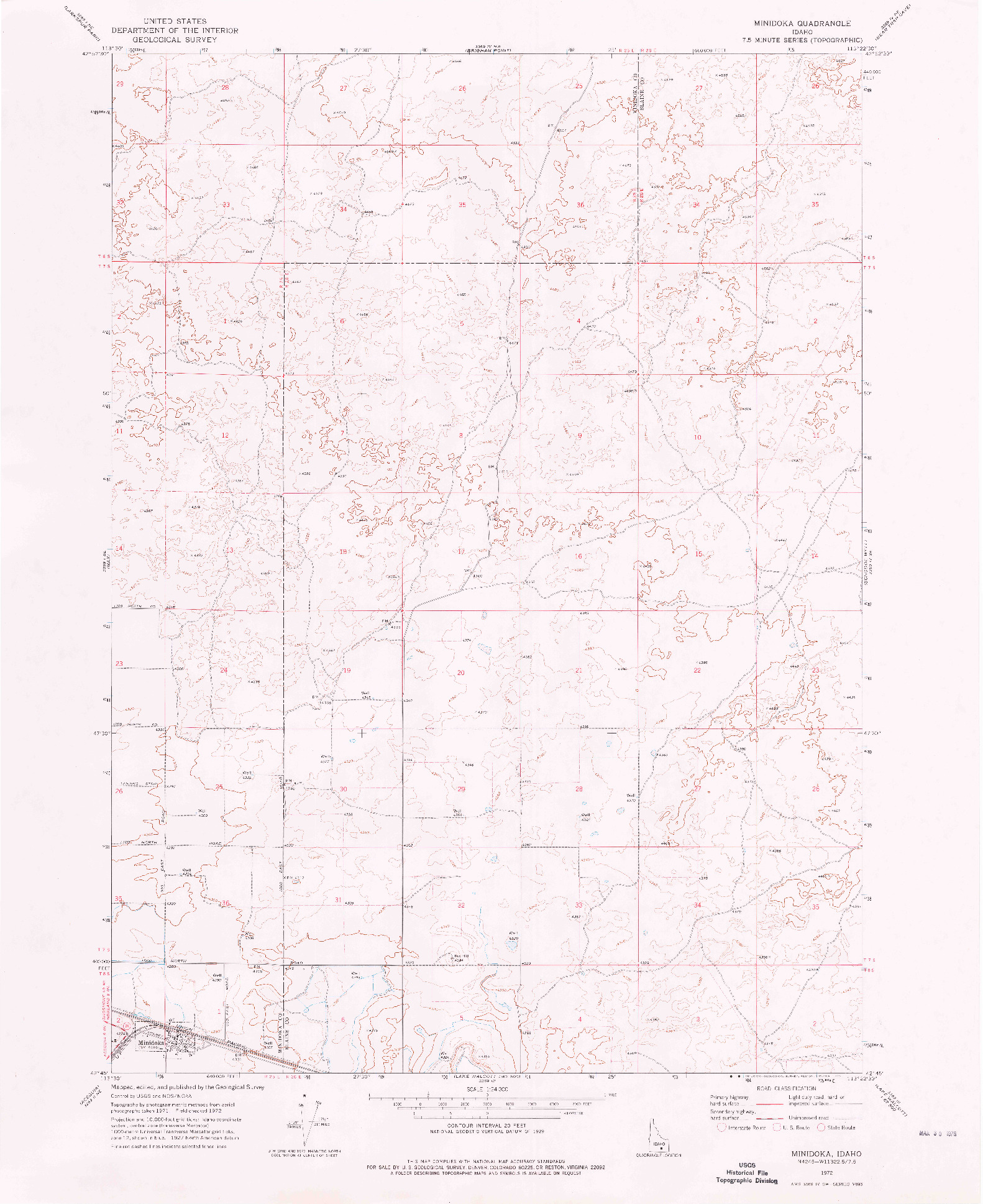 USGS 1:24000-SCALE QUADRANGLE FOR MINIDOKA, ID 1972