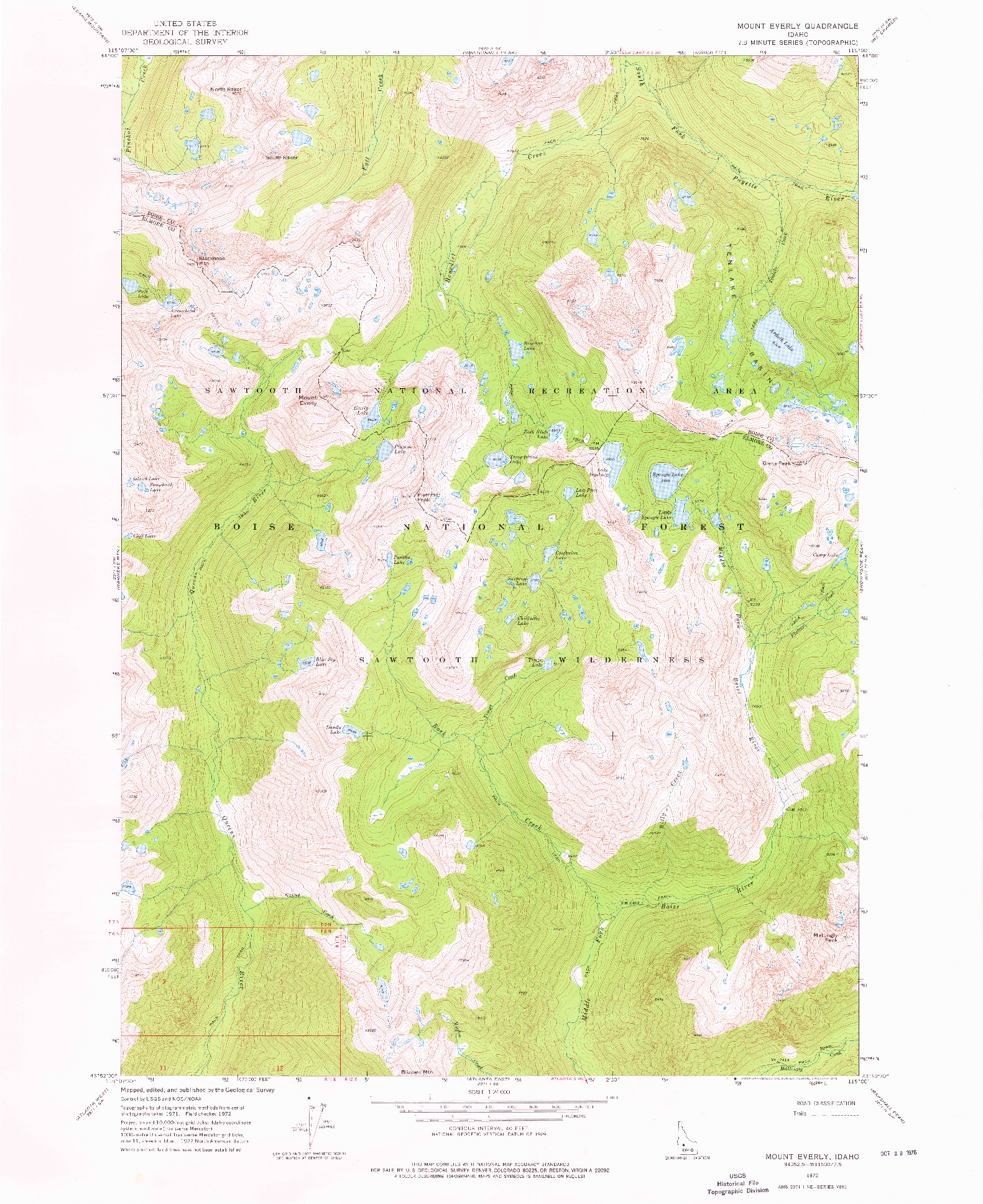 USGS 1:24000-SCALE QUADRANGLE FOR MOUNT EVERLY, ID 1972