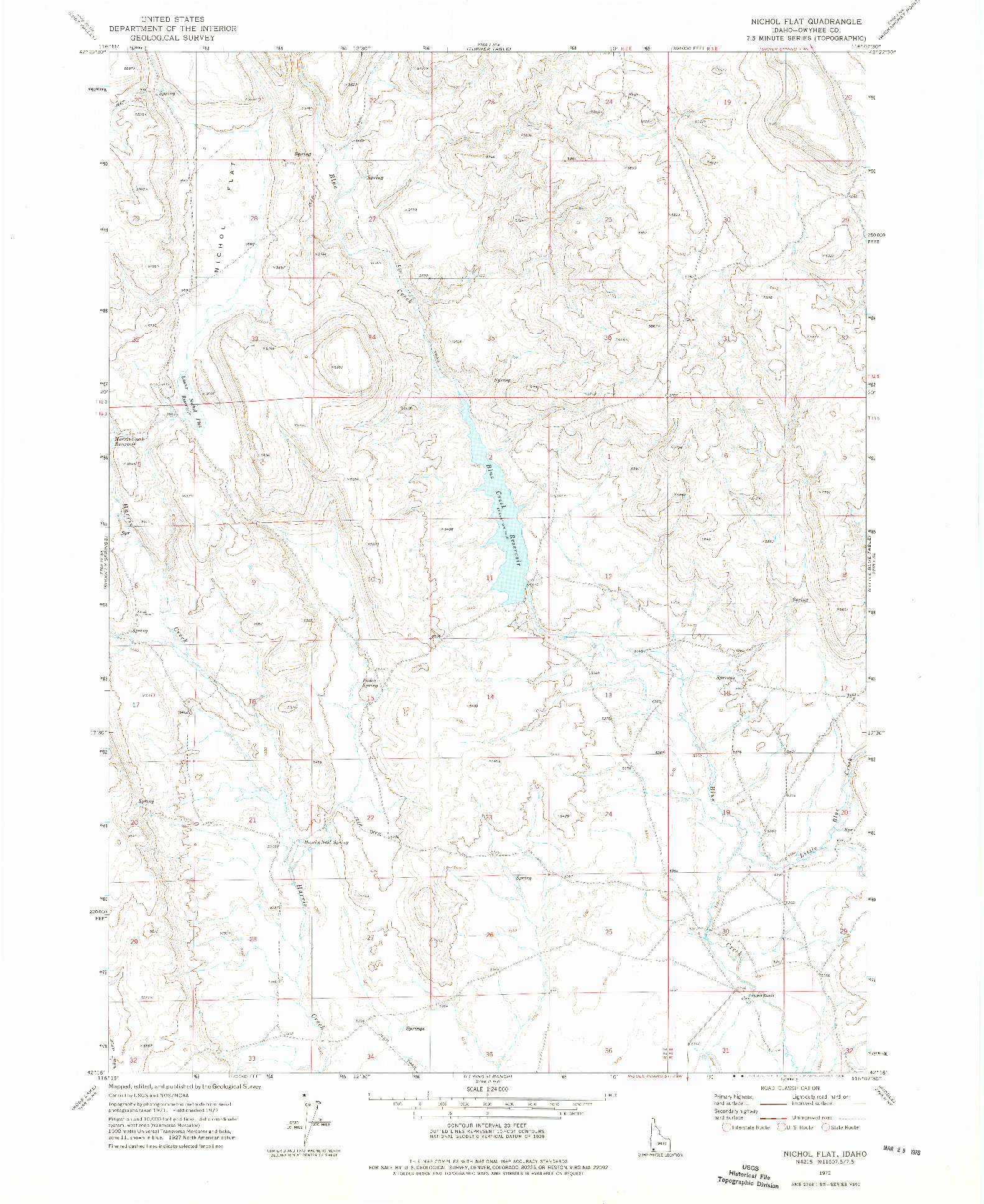 USGS 1:24000-SCALE QUADRANGLE FOR NICHOL FLAT, ID 1972