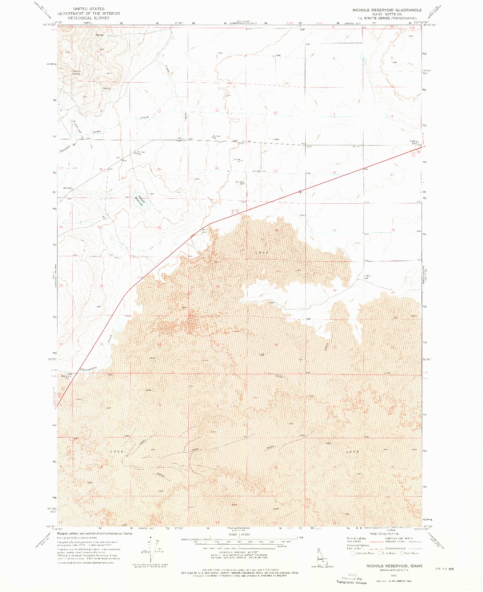 USGS 1:24000-SCALE QUADRANGLE FOR NICHOLS RESERVOIR, ID 1972