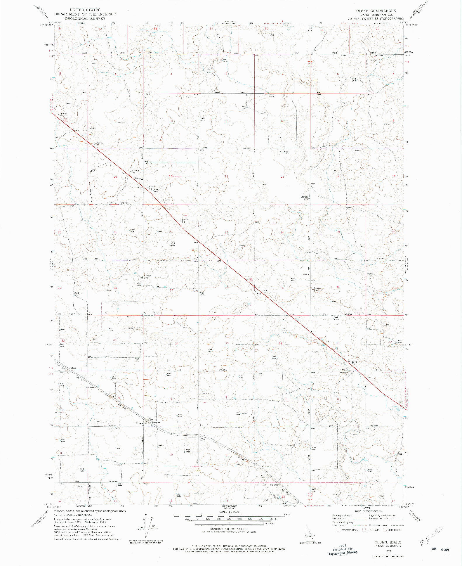 USGS 1:24000-SCALE QUADRANGLE FOR OLSEN, ID 1973